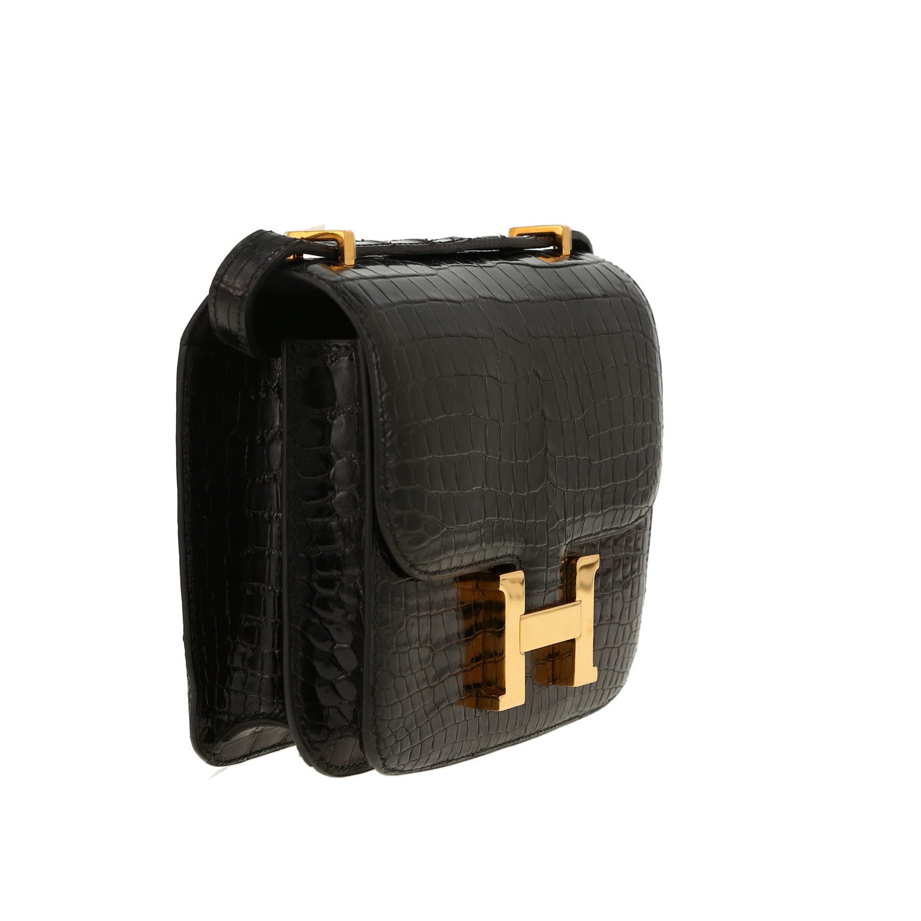 Hermès  Constance mini  shoulder bag  in black crocodile