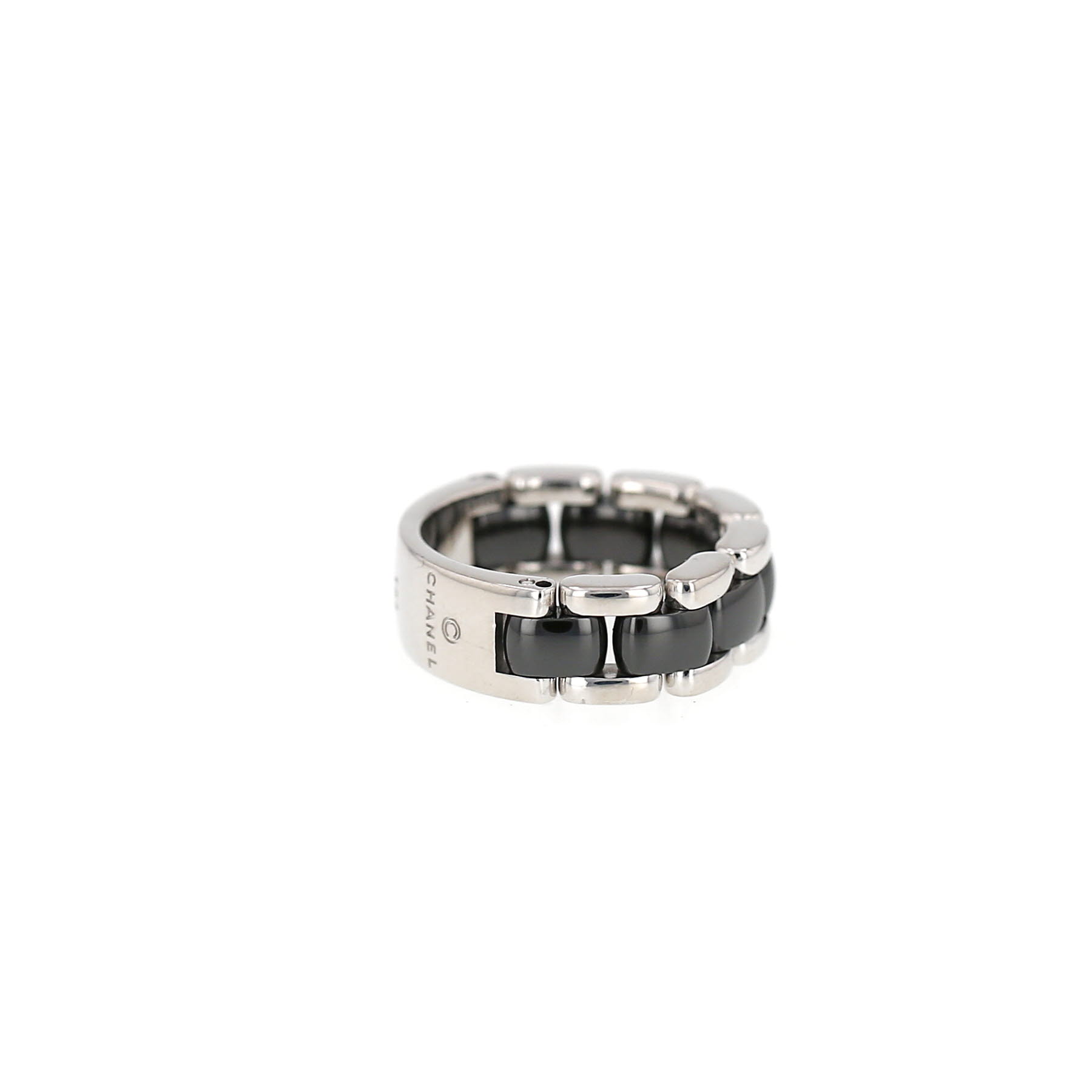 Articulated Chanel Ultra medium model ring in white gold and ceramic Articulated Chanel Ultra medium model ring in white gold and ceramic