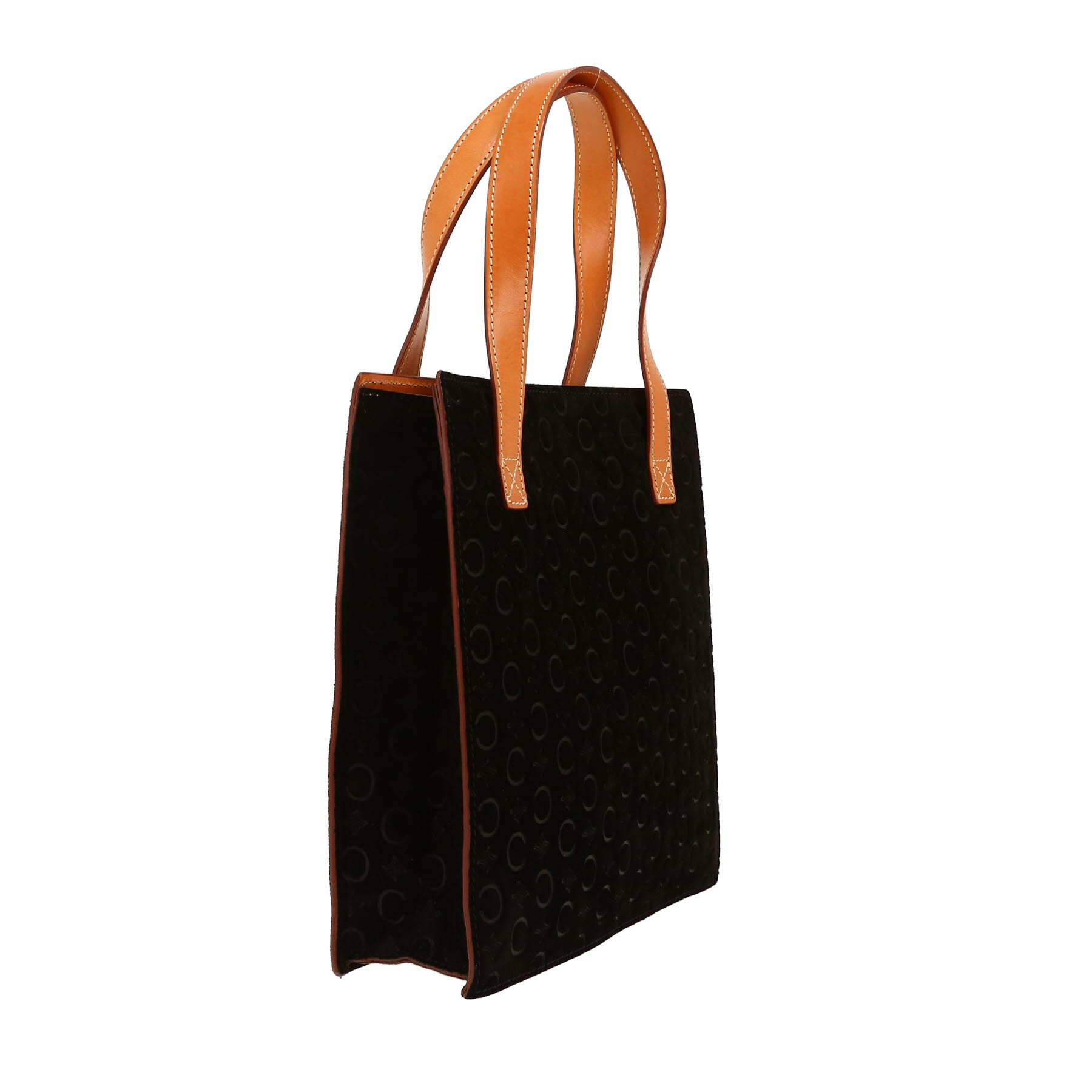 Celine  Vintage handbag  in black velvet  and natural leather