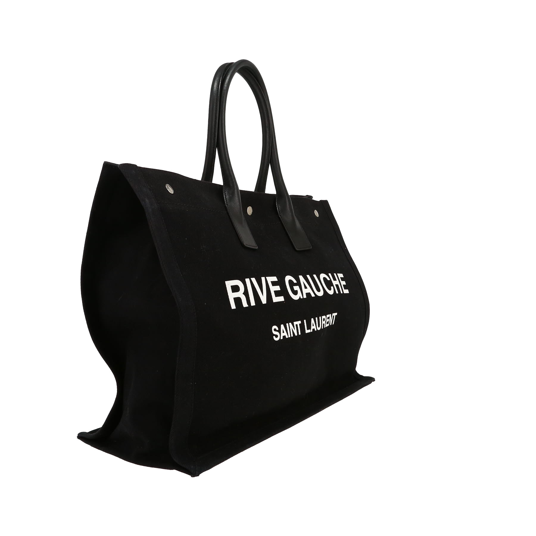 Sac cabas Saint Laurent  Rive Gauche en toile et cuir noir