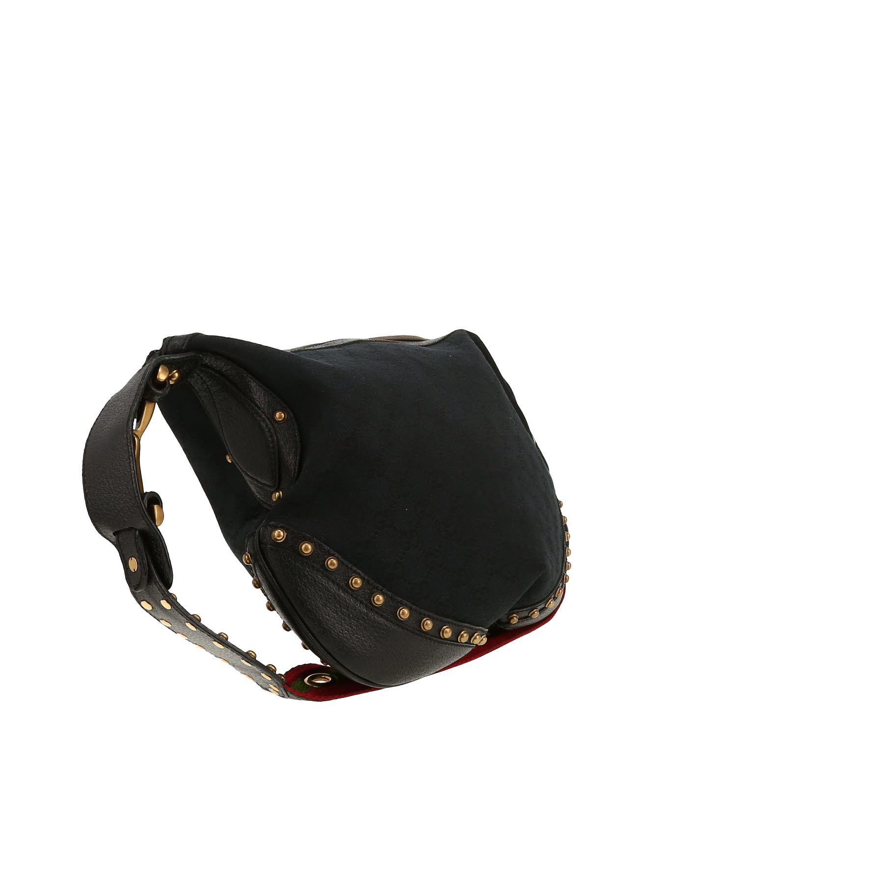 Gucci   shoulder bag  in black logo canvas  and black leather