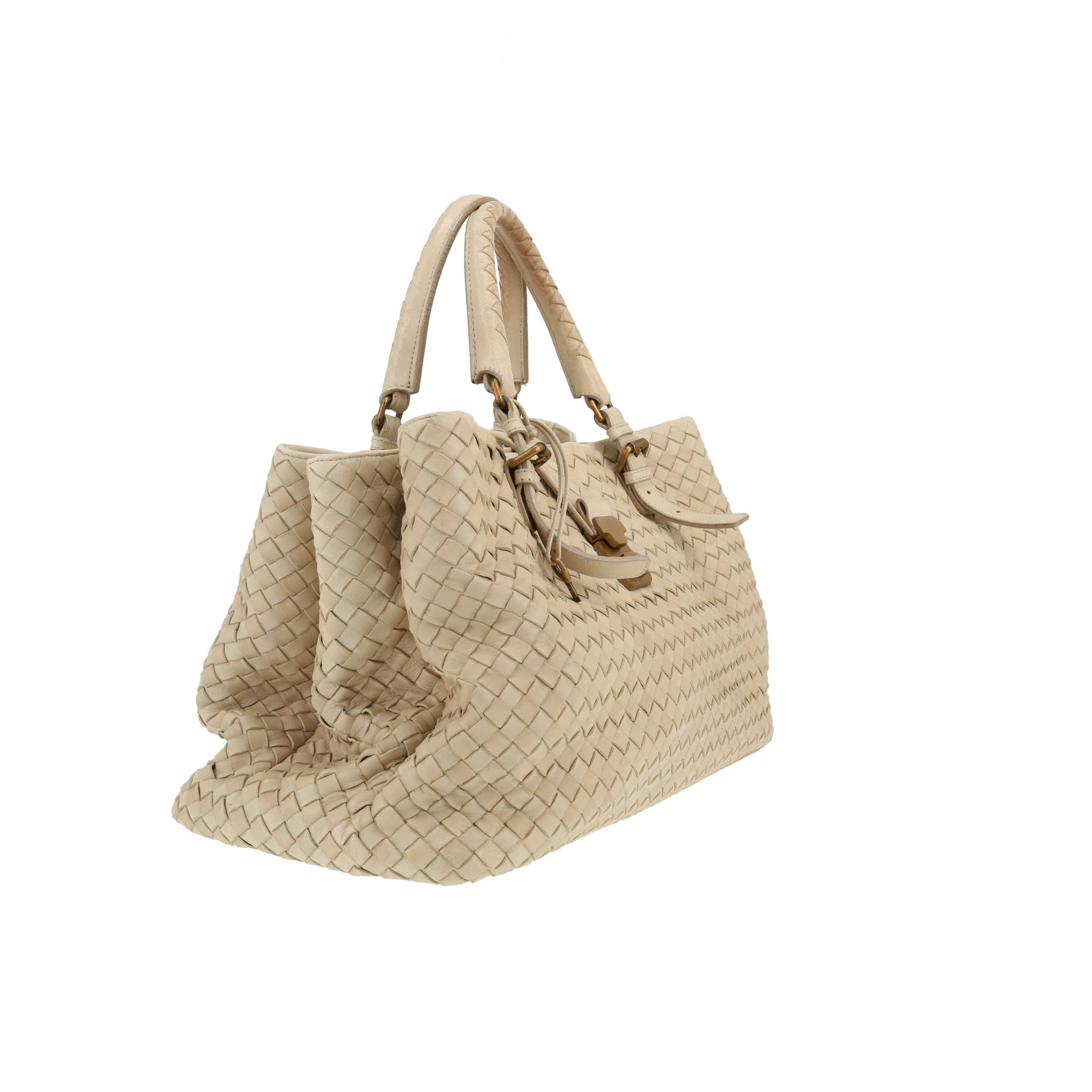 Borsa Bottega Veneta  Roma in pelle intrecciata beige