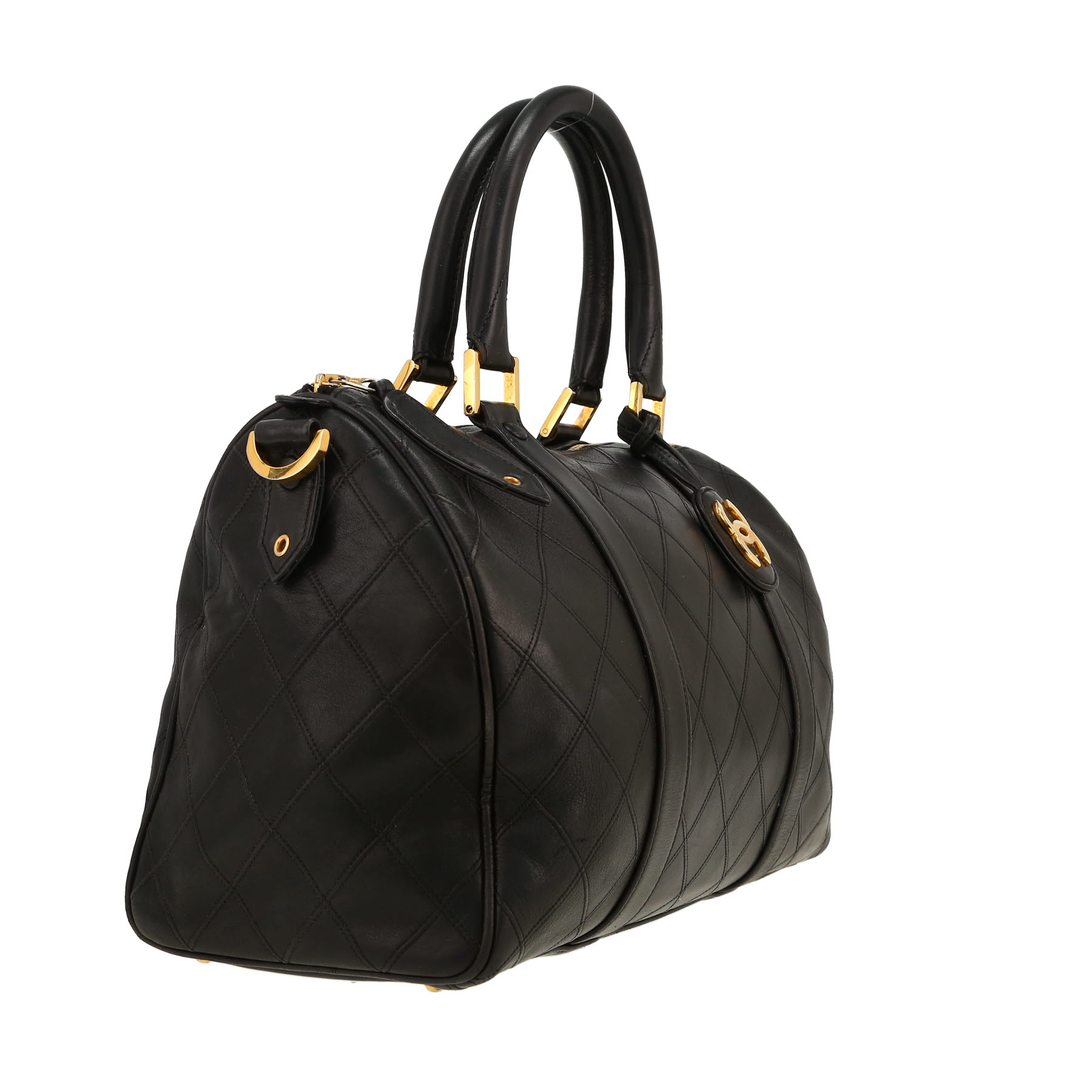 Sac à main Chanel  Bowling en cuir matelassé noir