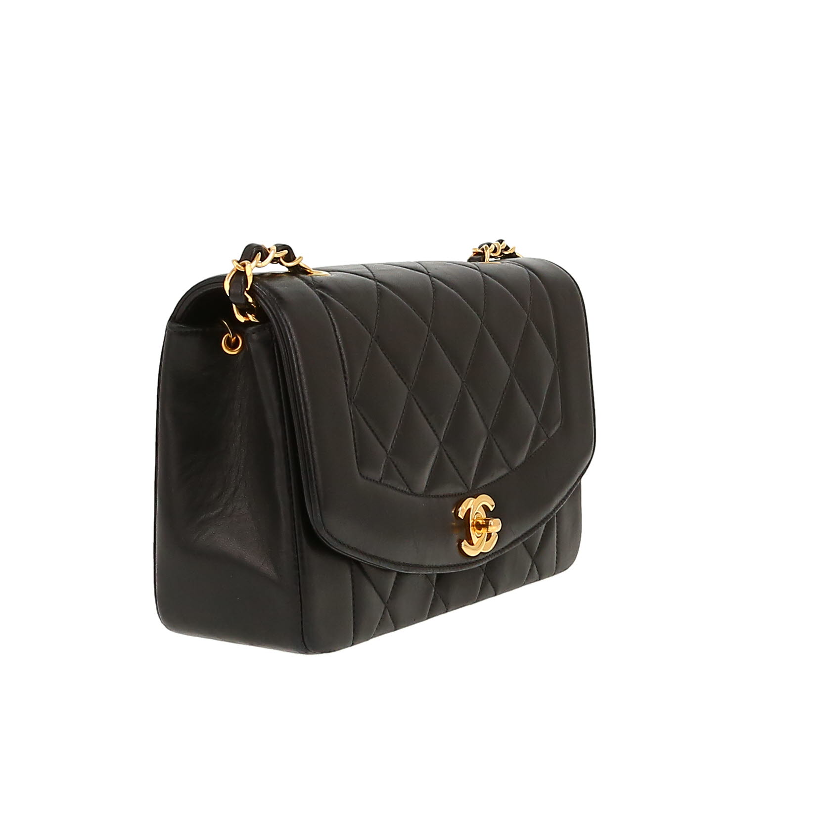 Chanel  Diana shoulder bag  in black quilted leather