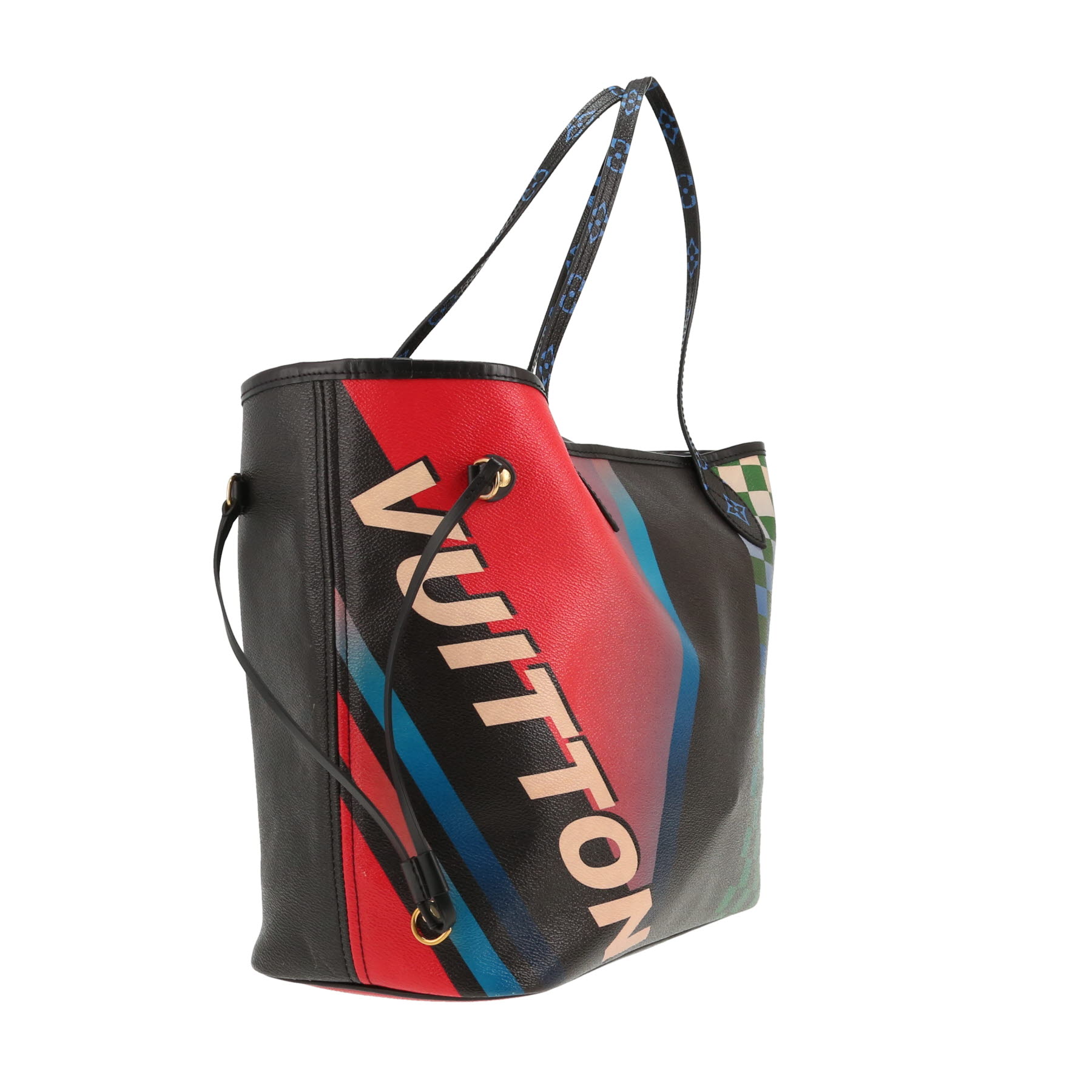 Louis Vuitton  Neverfull shopping bag  in black, blue, green and red leather