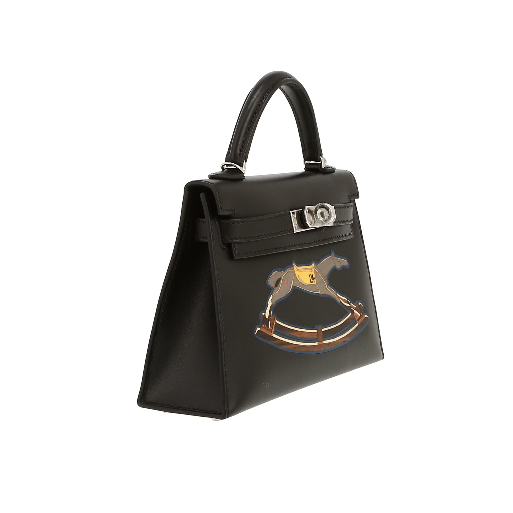 Hermès  Kelly 20 cm Cheval De Bois handbag  in black Tadelakt leather