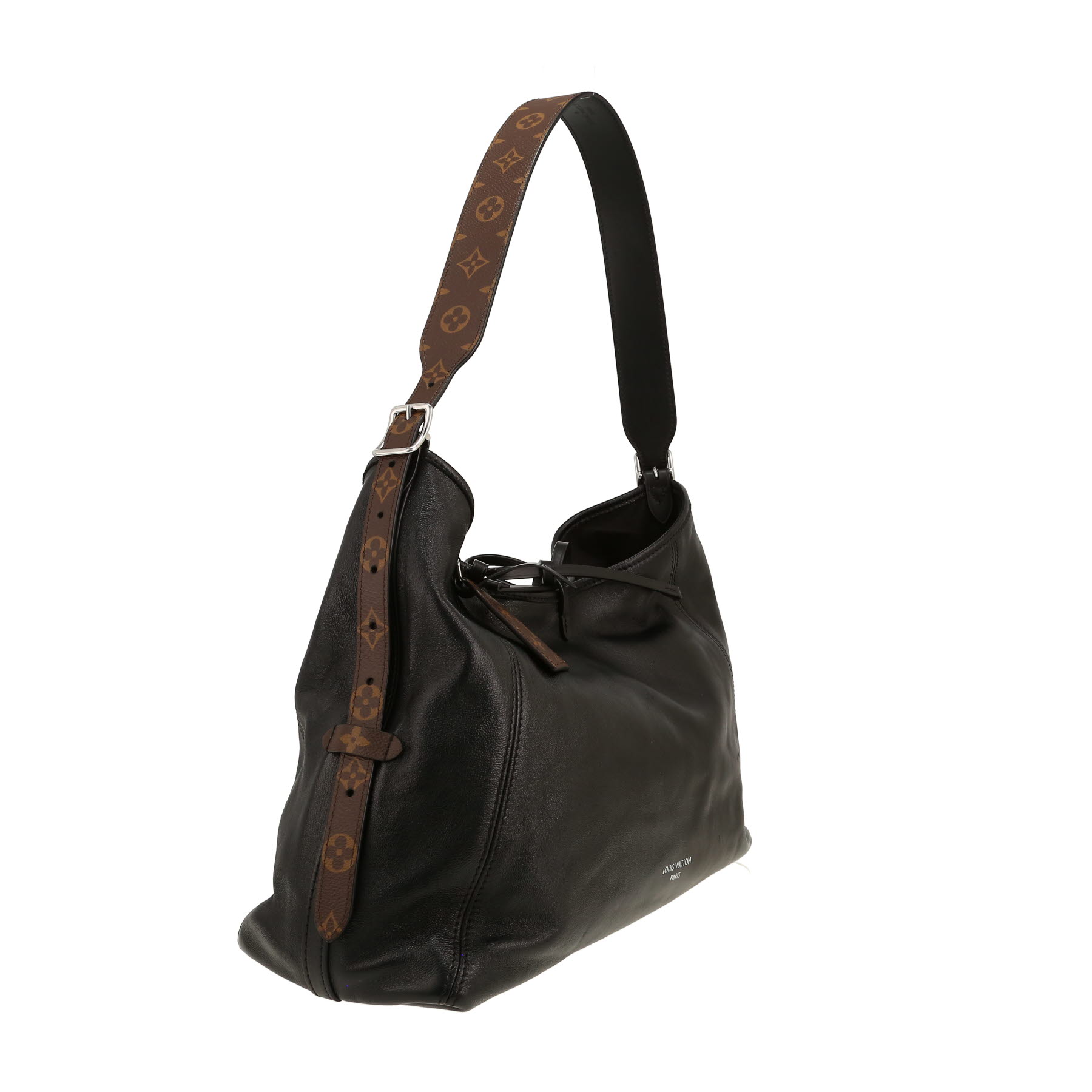 Sac bandoulière Louis Vuitton  Carryall en cuir noir et toile monogram marron Sac bandoulière Louis Vuitton  Carryall en cuir noir et toile monogram marron