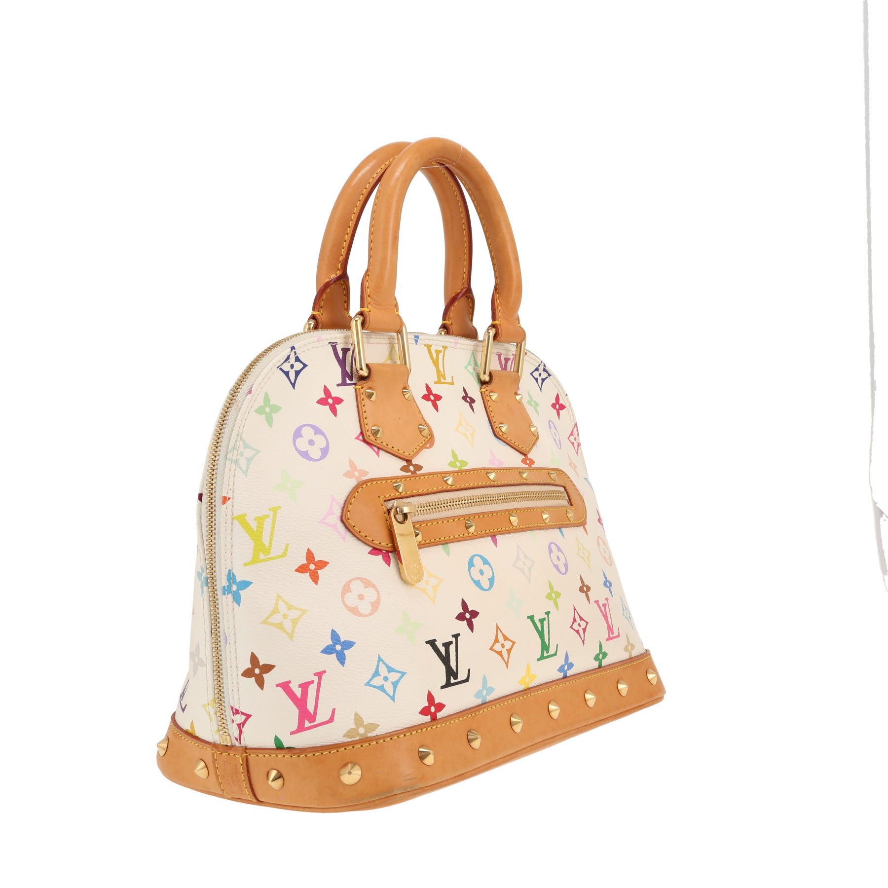 Sac à main Louis Vuitton  Alma Editions Limitées en toile monogram enduite multicolore et blanche et cuir naturel