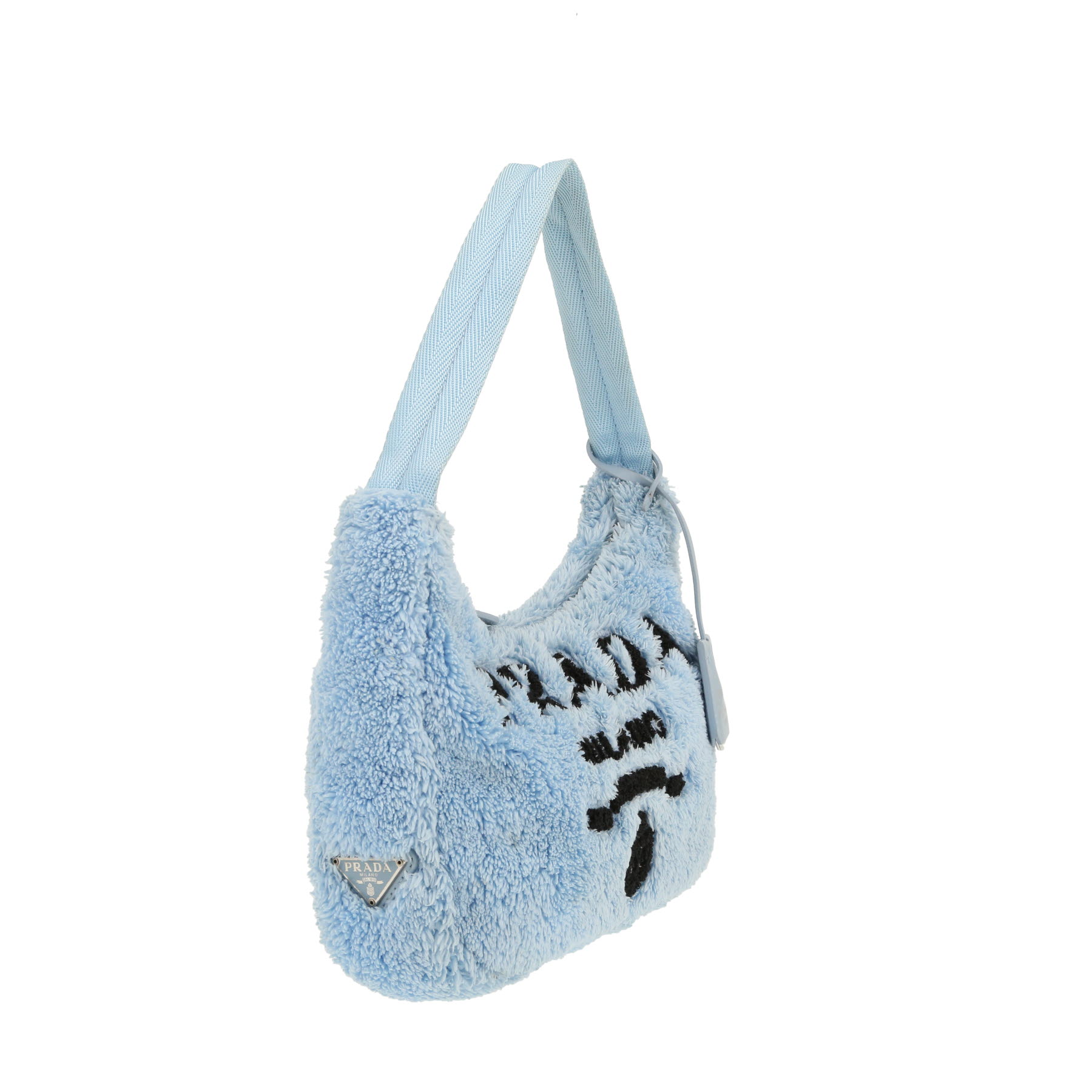 Borsa Prada Re-Edition 2000 in pelliccia sintetica blu