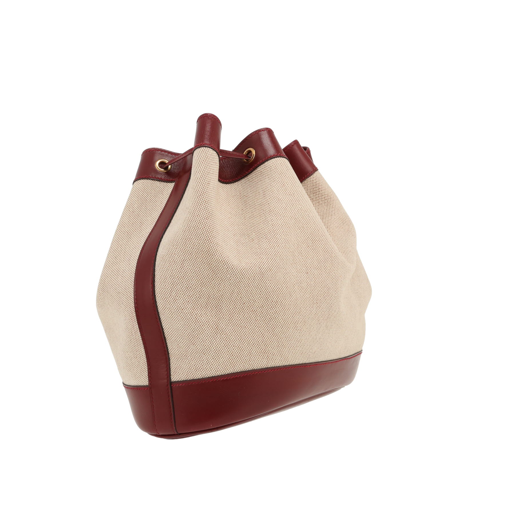 Hermès  Market handbag  in beige canvas  and burgundy leather