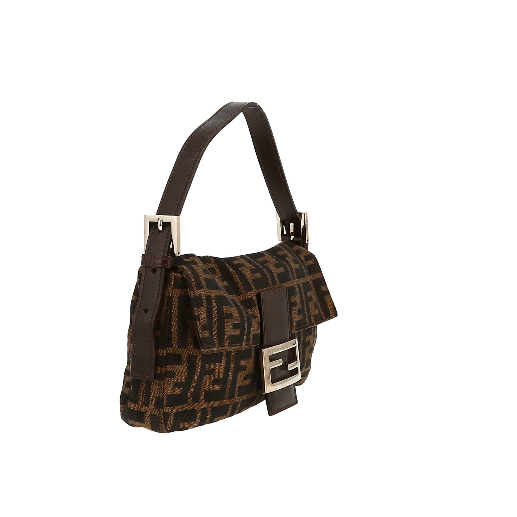 Fendi  Baguette handbag  in brown logo canvas  and brown leather