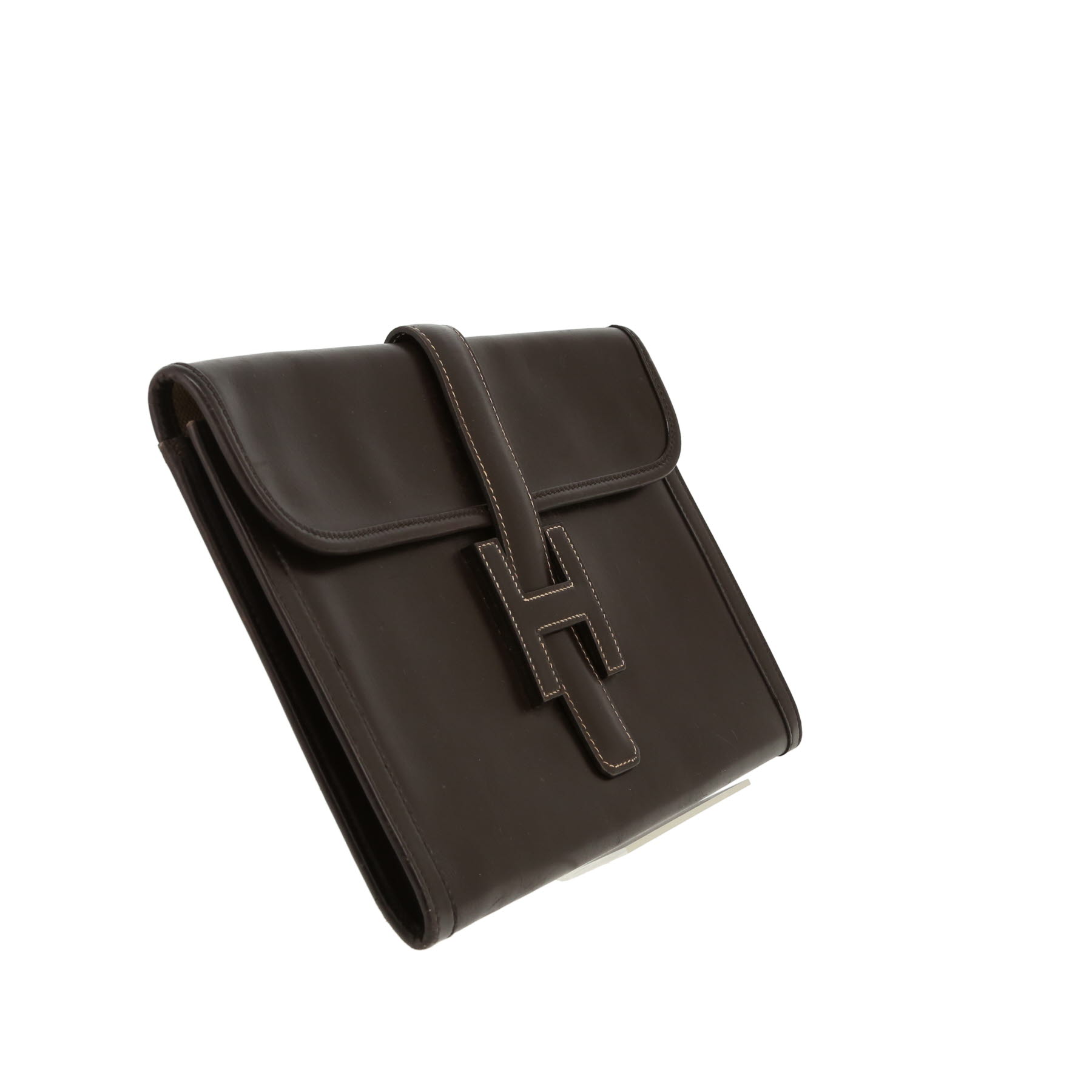 Pochette Hermès  Jige in pelle box marrone