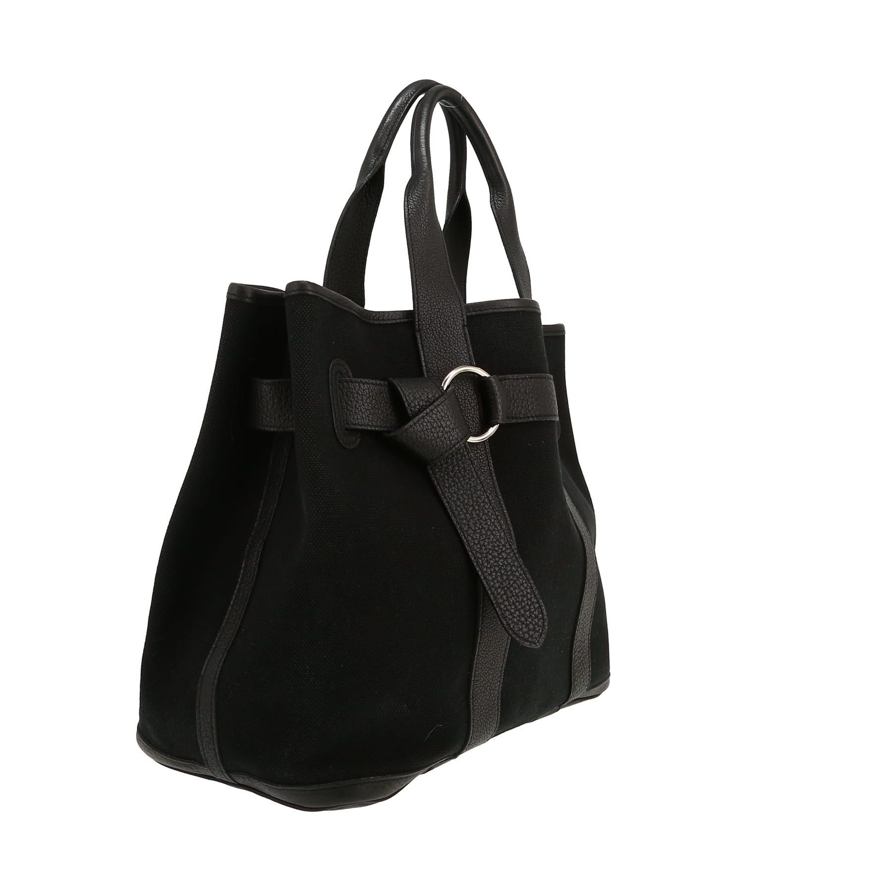 Sac à main Hermès  Petite Ceinture en toile noire et cuir noir