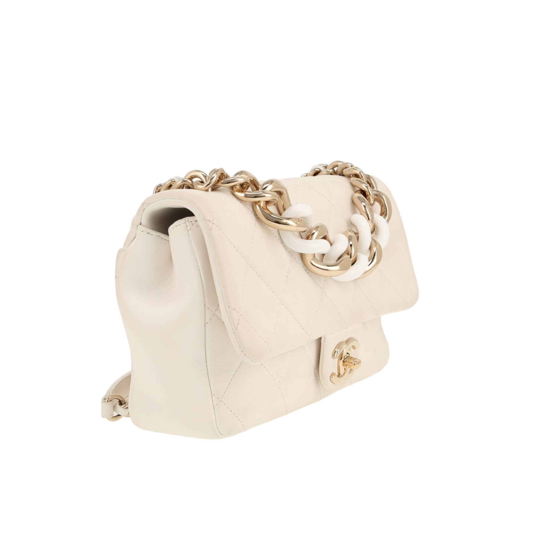 Borsa a tracolla Chanel   in pelle trapuntata bianca
