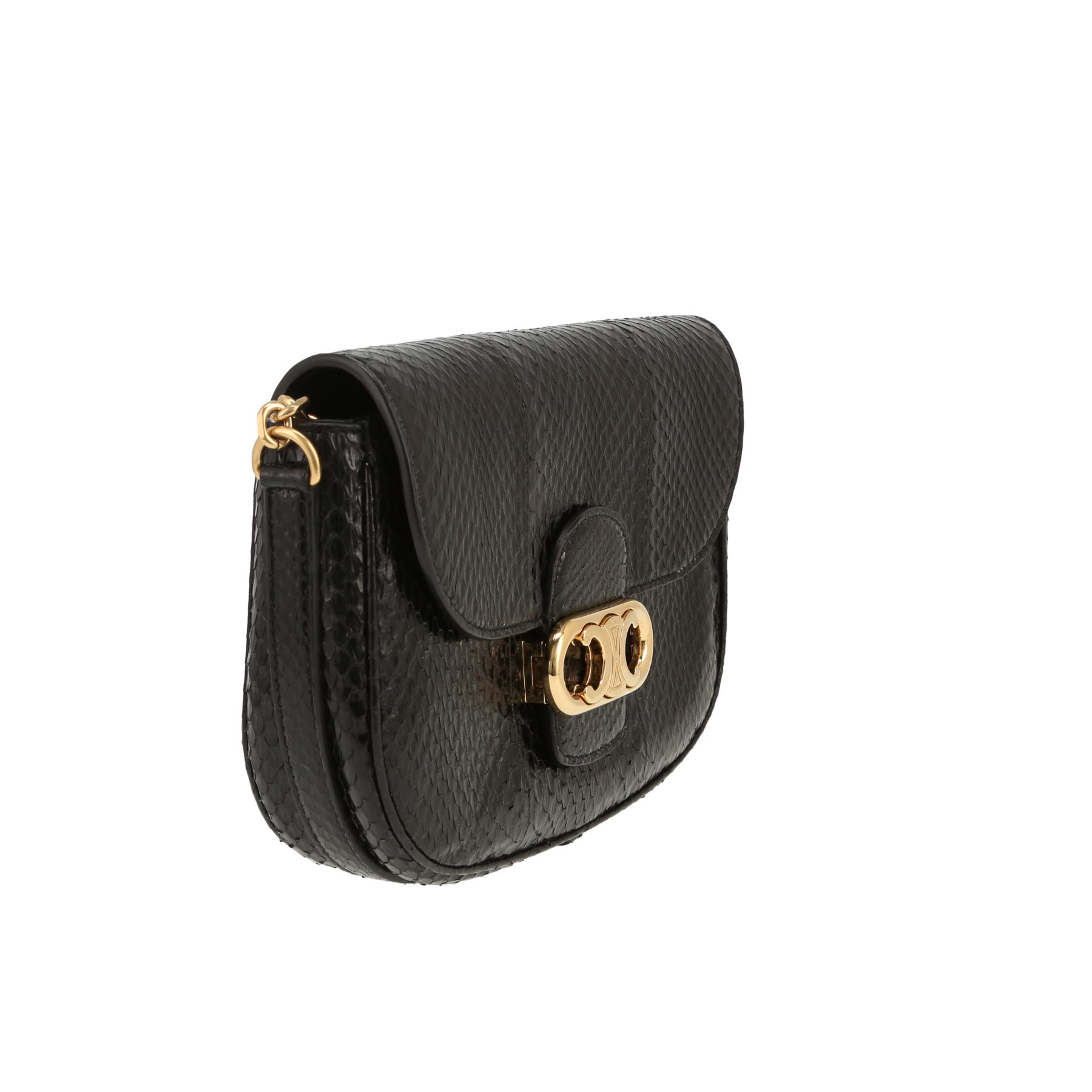 Celine  Maillon Triomphe handbag  in black python