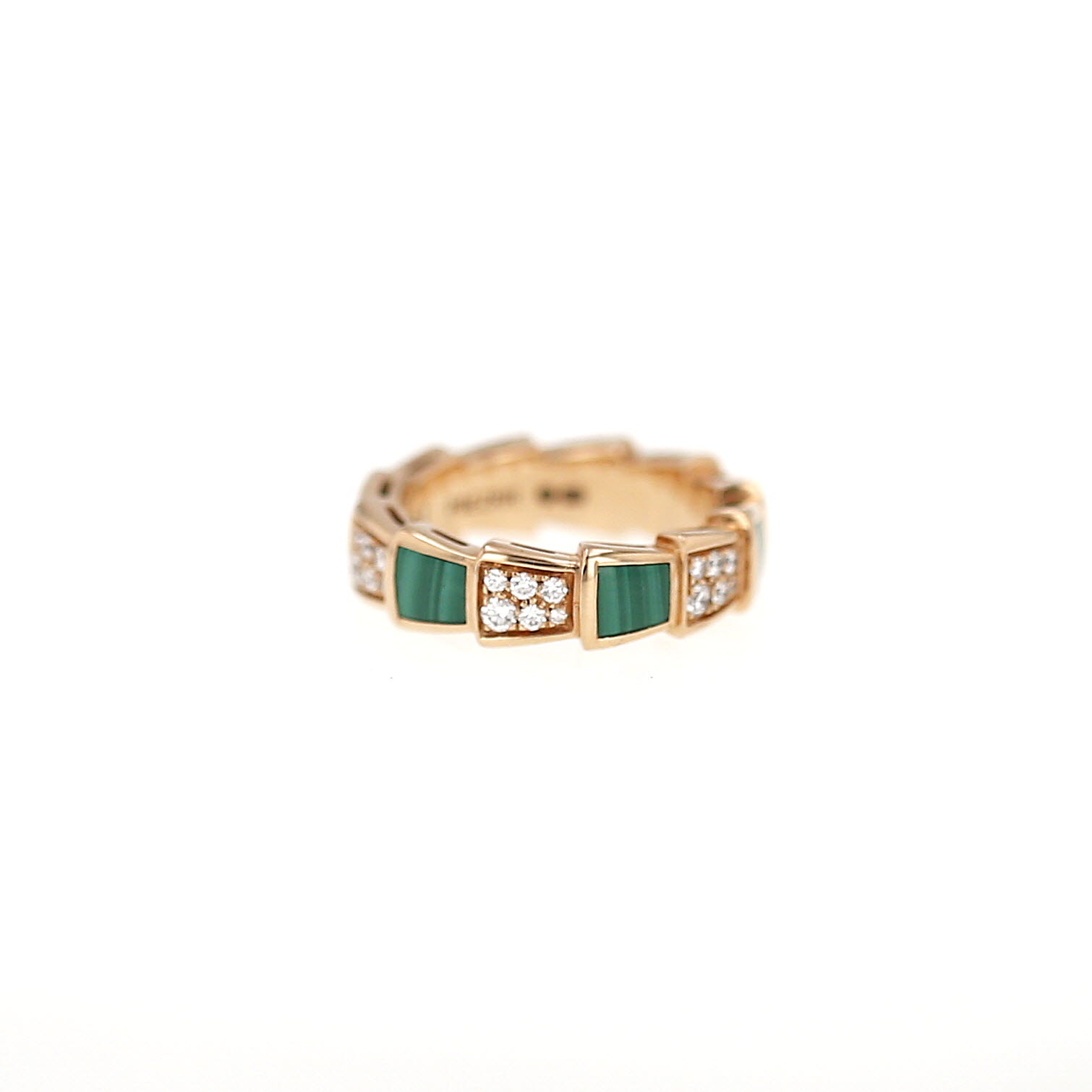 Anello Bulgari Serpenti Viper in oro rosa, malachite e diamanti