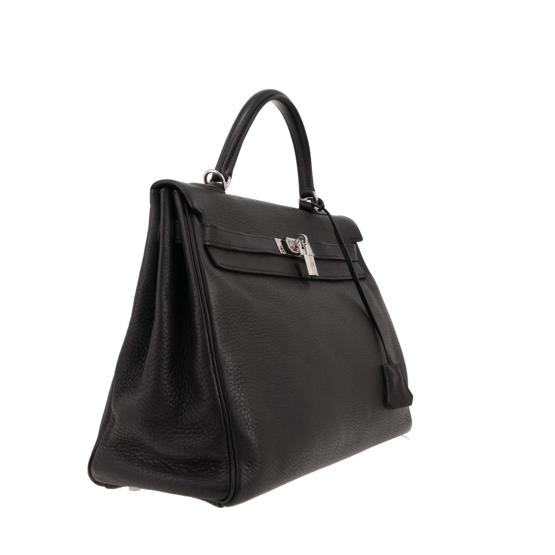 Hermès  Kelly 35 cm handbag  in black leather taurillon clémence