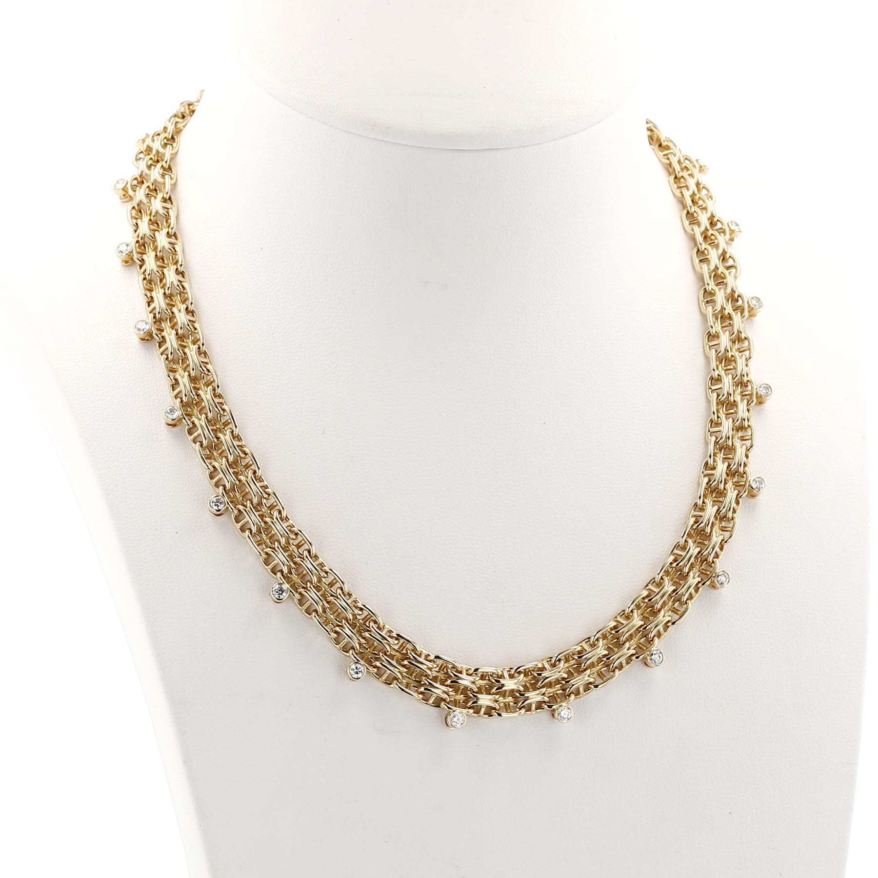 Hermès Chaîne d'Ancre Calypso medium model necklace in yellow gold and diamonds