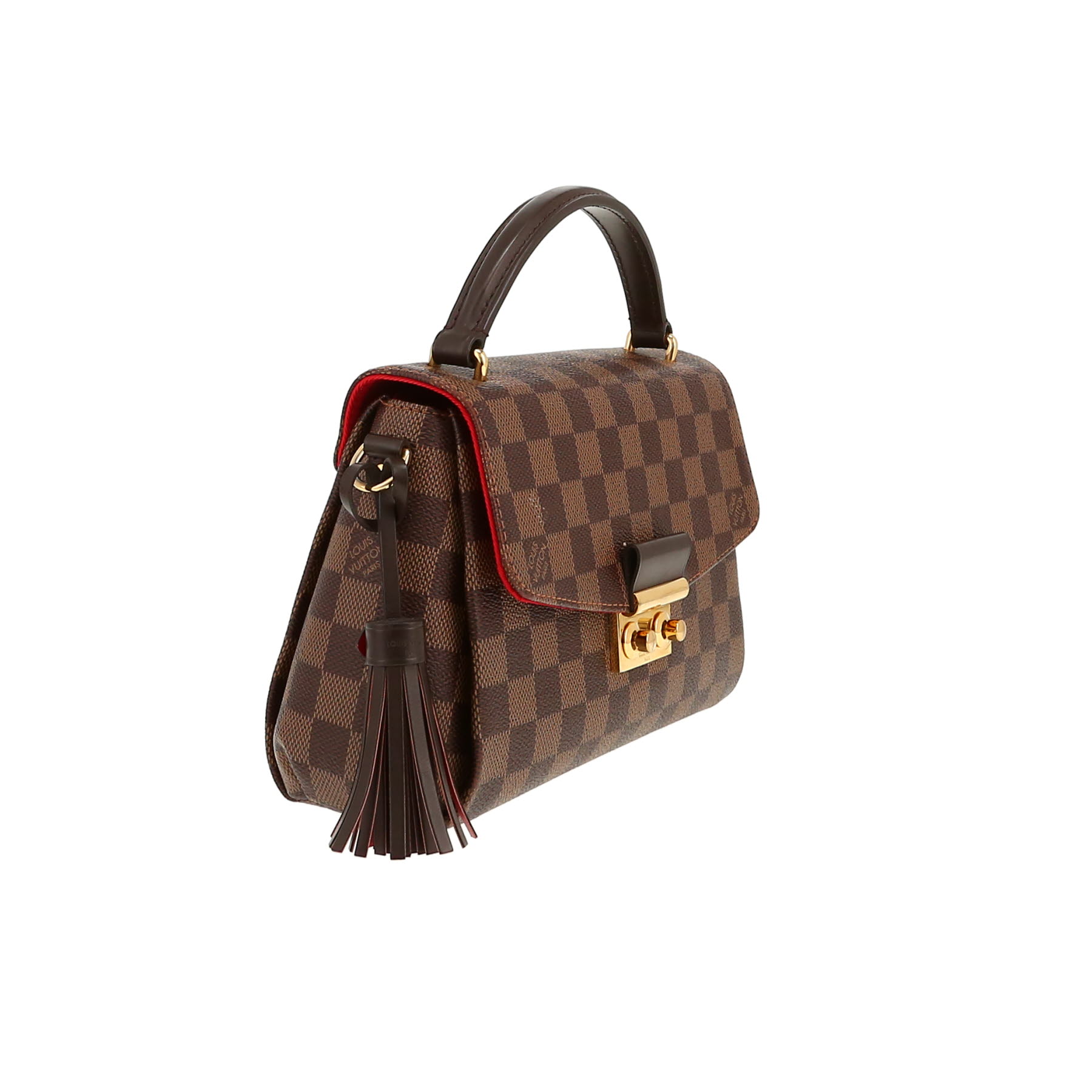 Bolso bandolera Louis Vuitton  Croisette en lona a cuadros ébano y cuero marrón