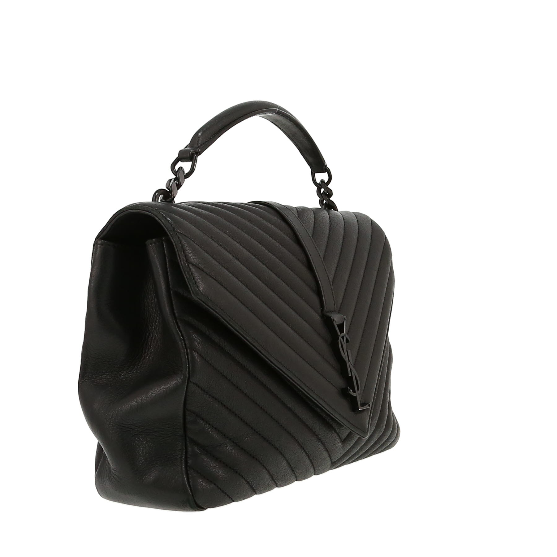 Saint Laurent  College handbag  in black chevron quilted leather