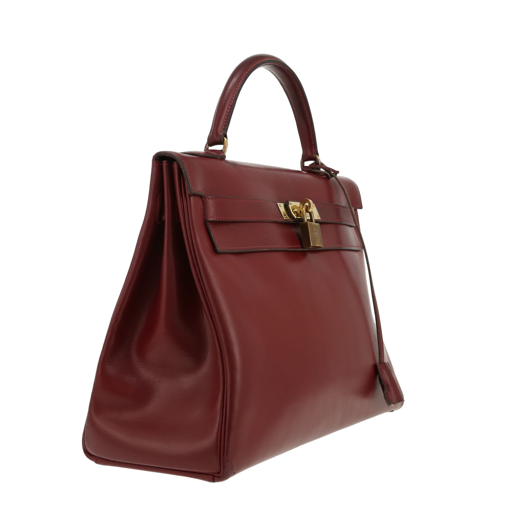 Hermès  Kelly 32 cm handbag  in burgundy box leather