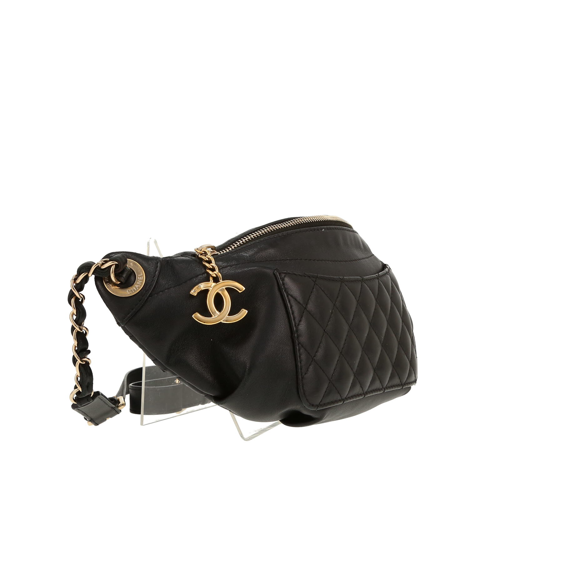 Chanel   clutch-belt  in black quilted leather