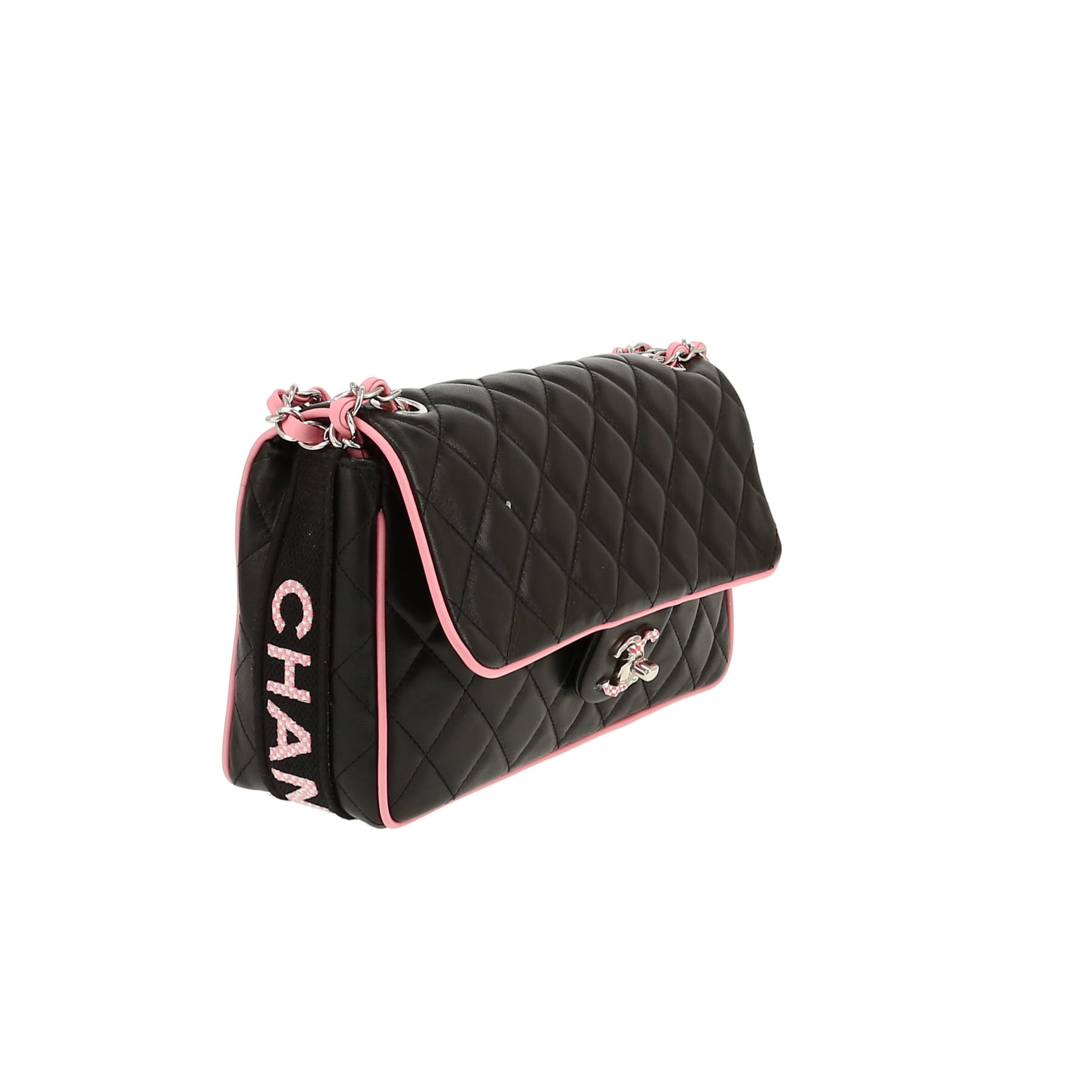 Chanel  Timeless Classic handbag  in black and pink quilted leather