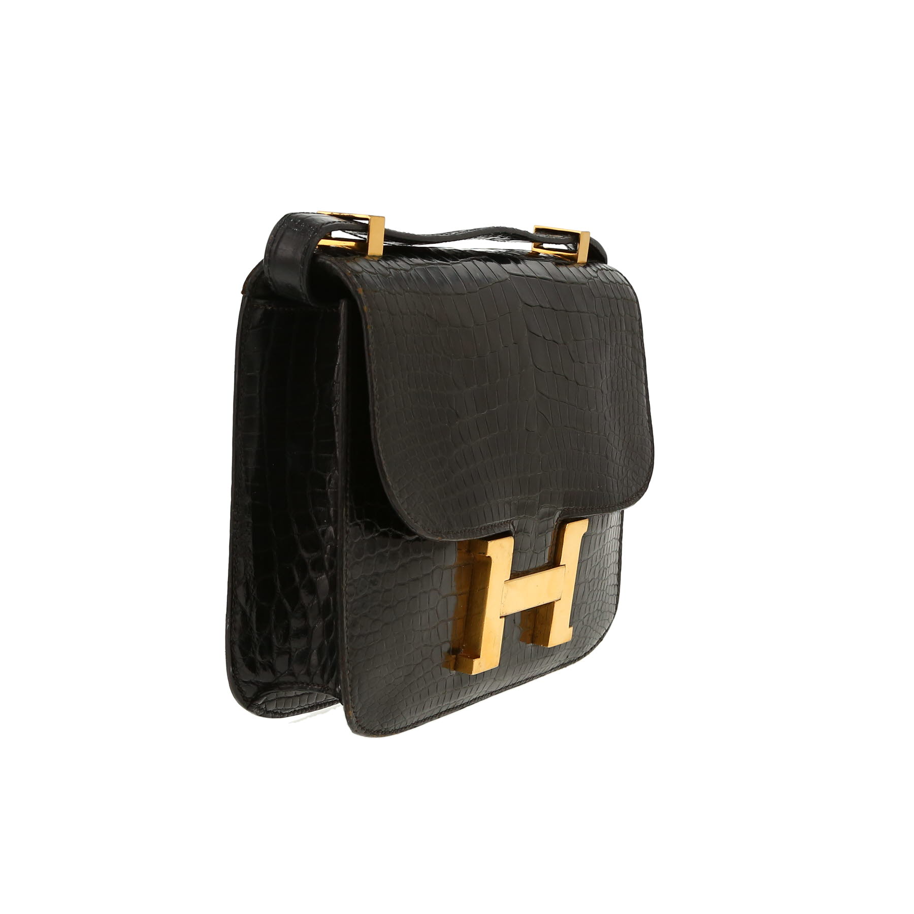Hermès  Constance handbag  in black porosus crocodile