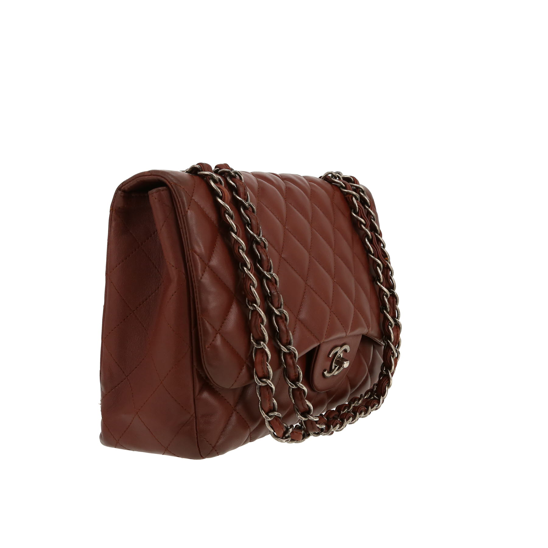 Chanel  Timeless Jumbo shoulder bag  in brown quilted leather
