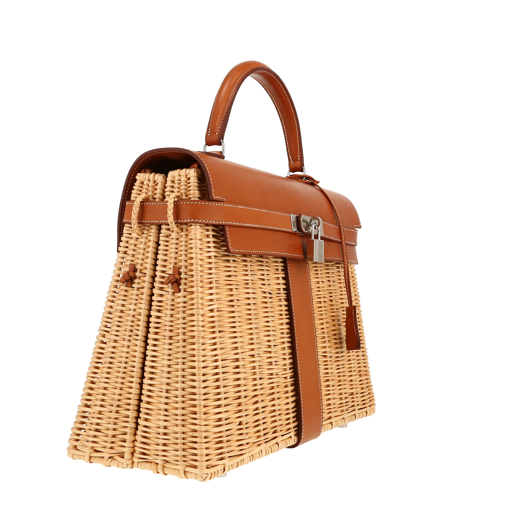 Hermès  Kelly Picnic 35 handbag  wicker  and fawn Barenia leather