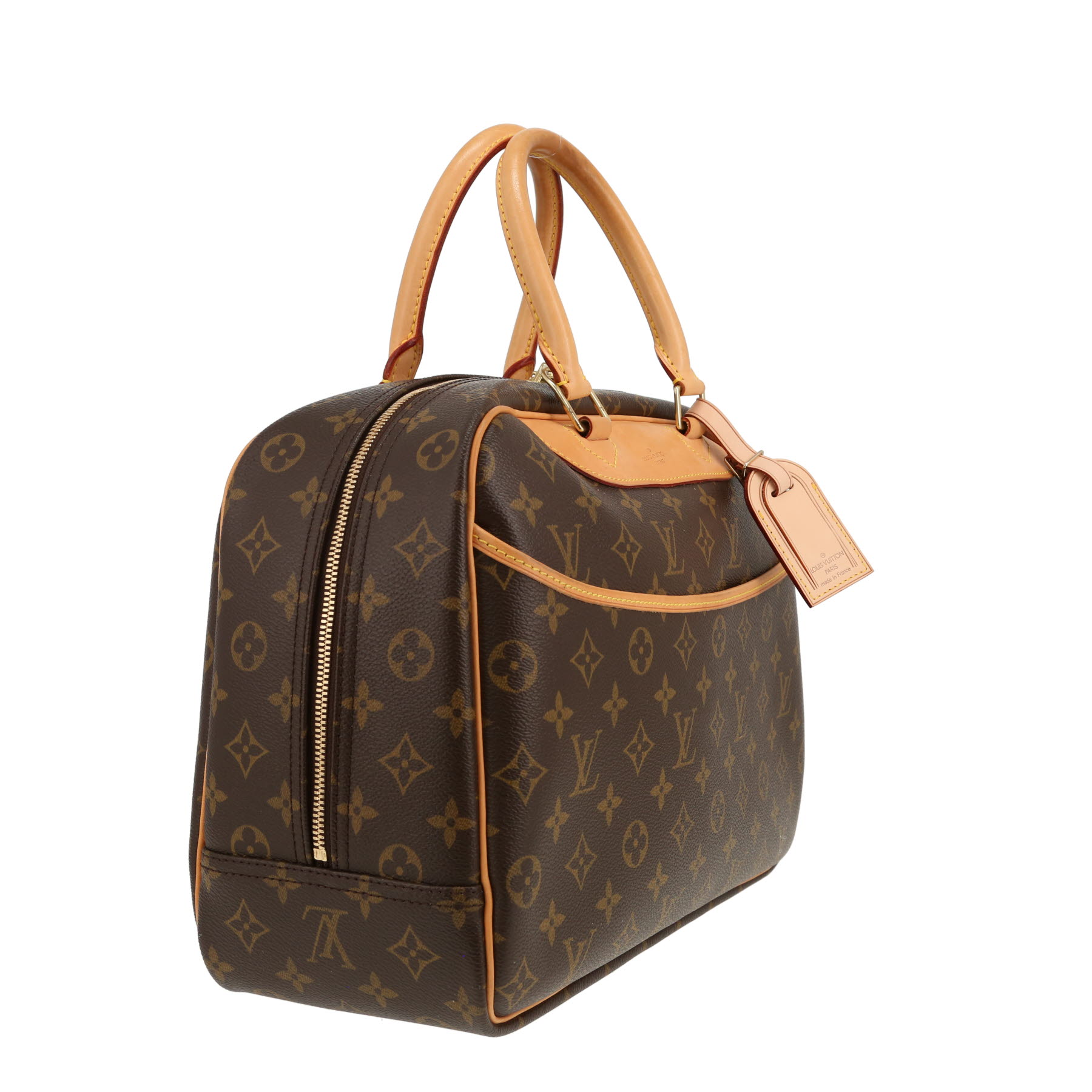 Louis Vuitton Deauville handbag in brown Monogram canvas and natural leather