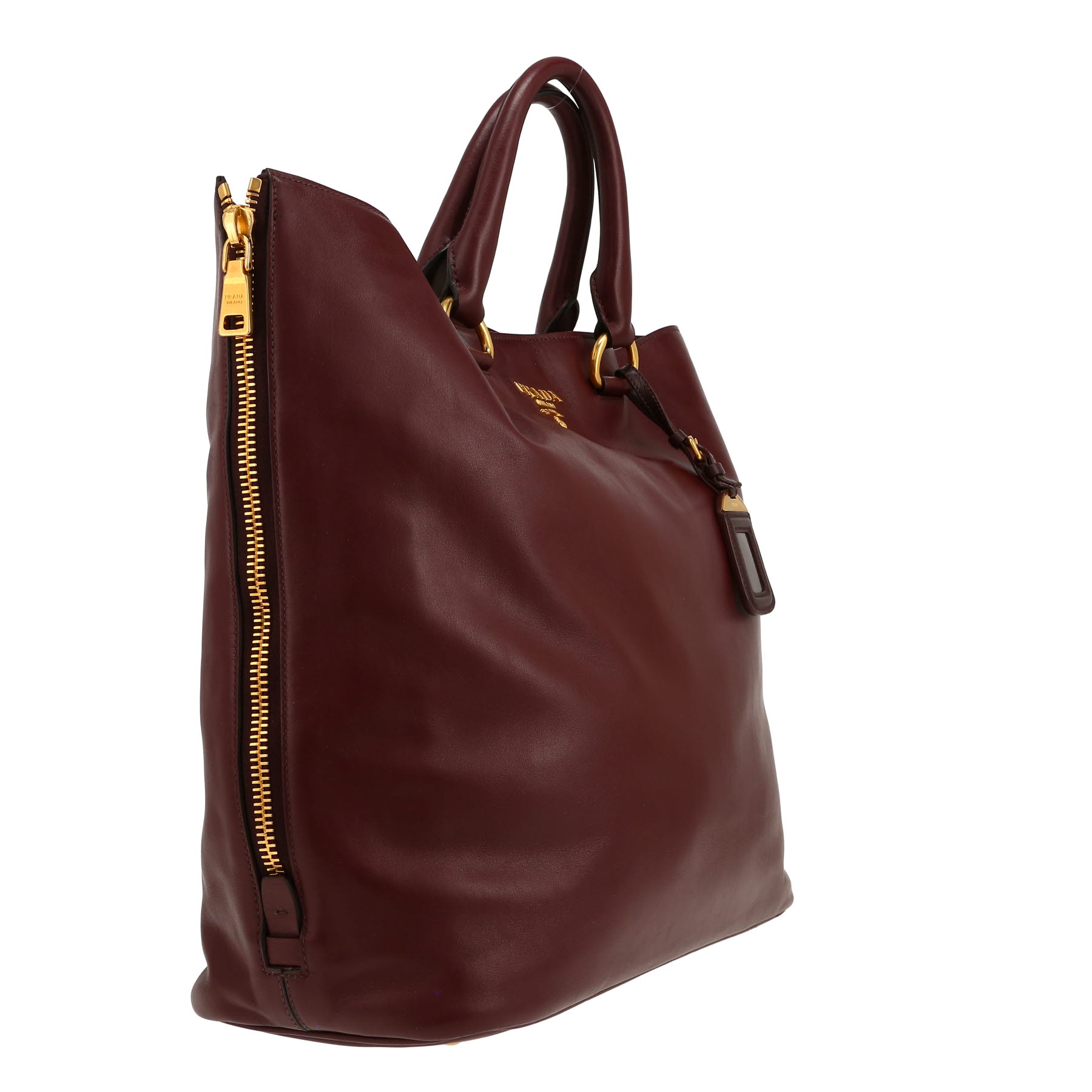 Prada   handbag  in burgundy leather