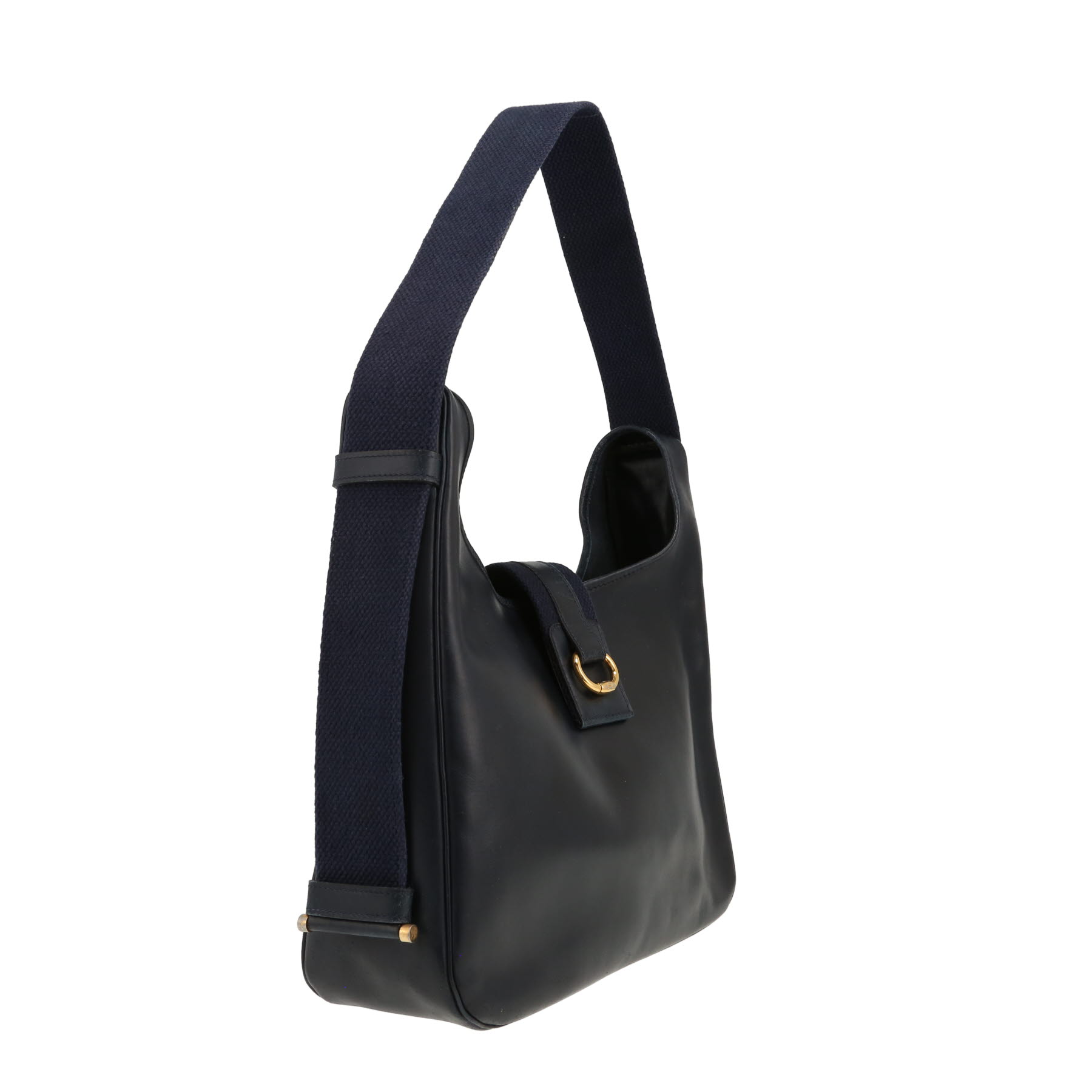 Sac à main Hermès  Tsako en cuir box bleu-marine