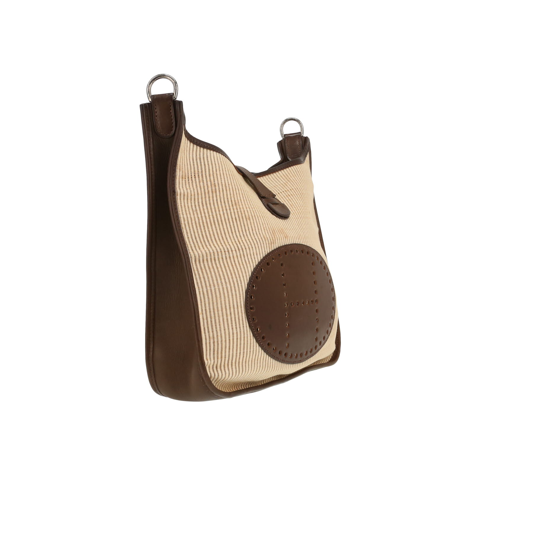Bolso bandolera Hermès  Evelyne en crin de caballo trenzada beige y cuero marrón