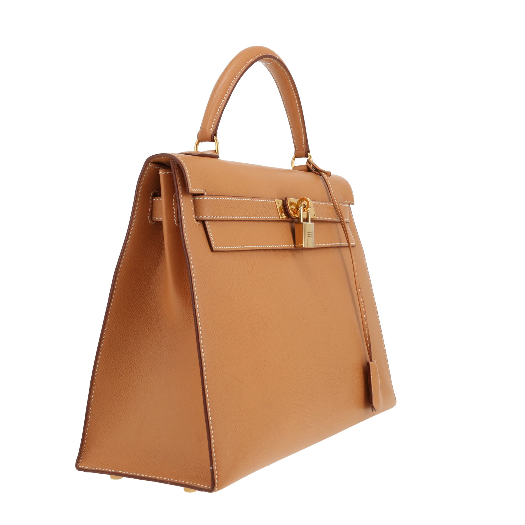 Hermès  Kelly 32 cm handbag  in gold Courchevel leather