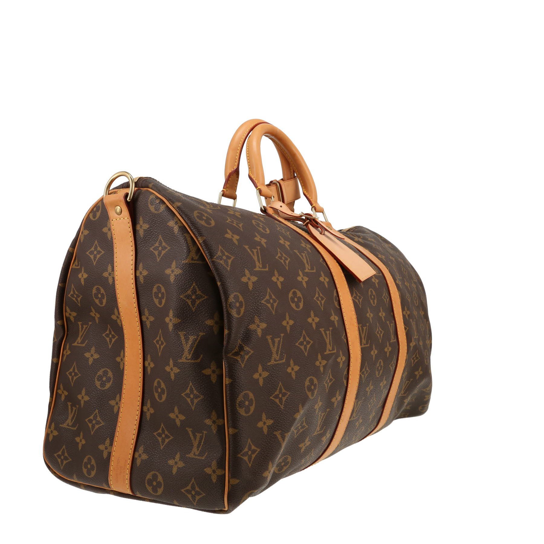 Louis Vuitton Keepall 50 travel bag in brown Monogram canvas and natural leather
