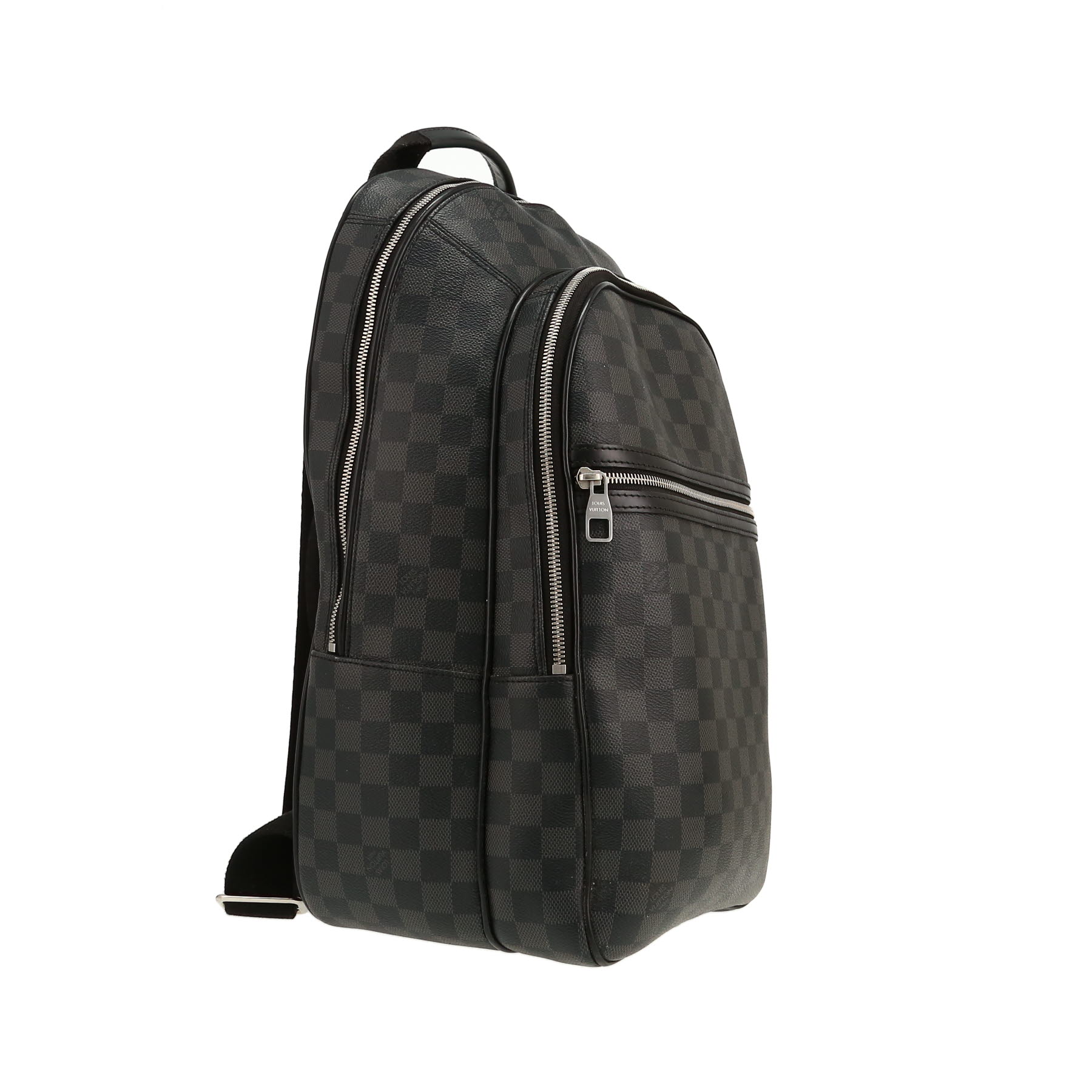Louis Vuitton  Michael backpack  in grey Graphite damier canvas  and black leather