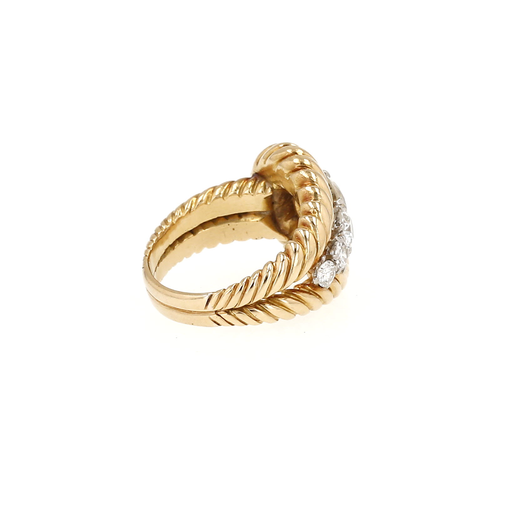 Anello  Vintage  in oro giallo, platino e diamanti