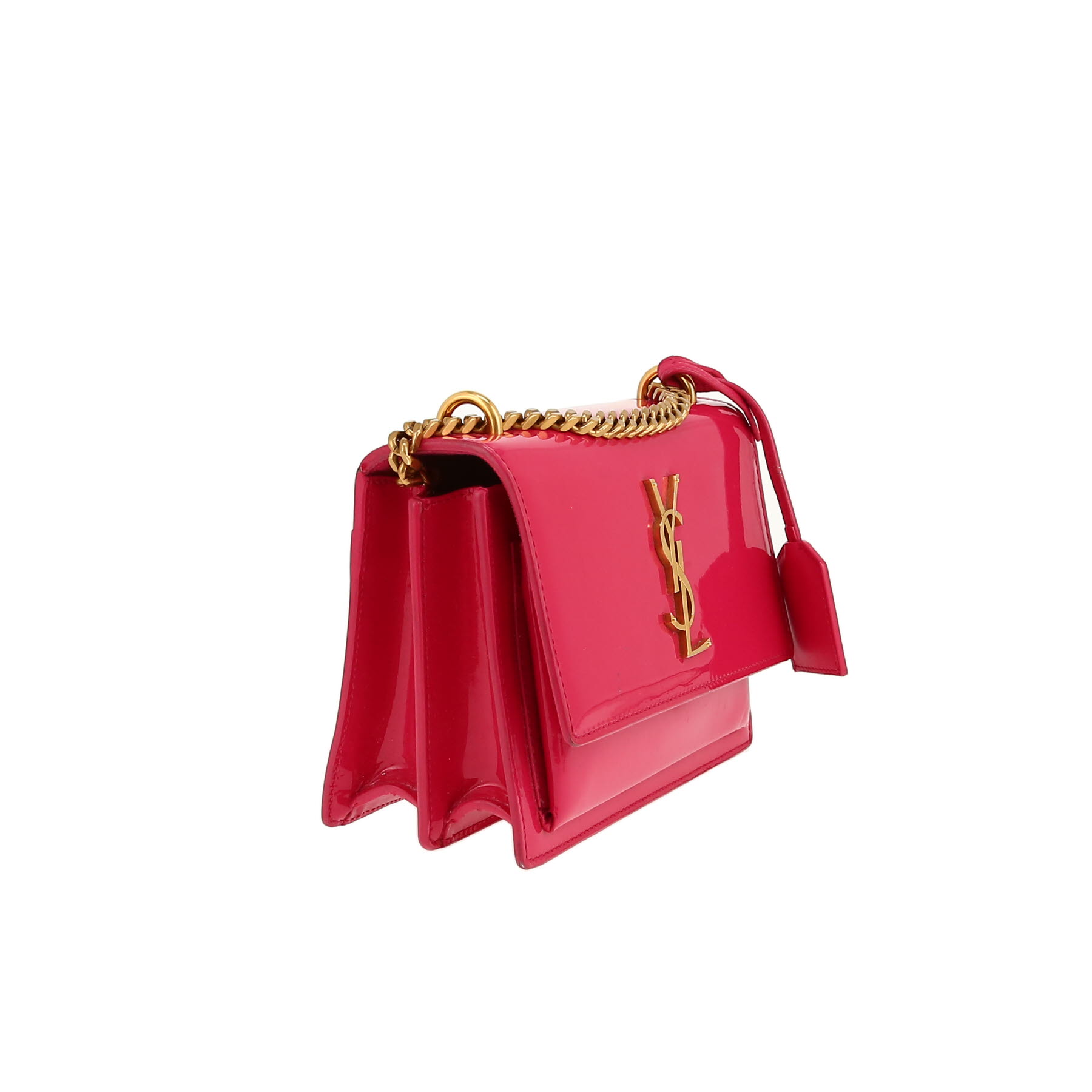 Saint Laurent  Sunset shoulder bag  in pink patent leather