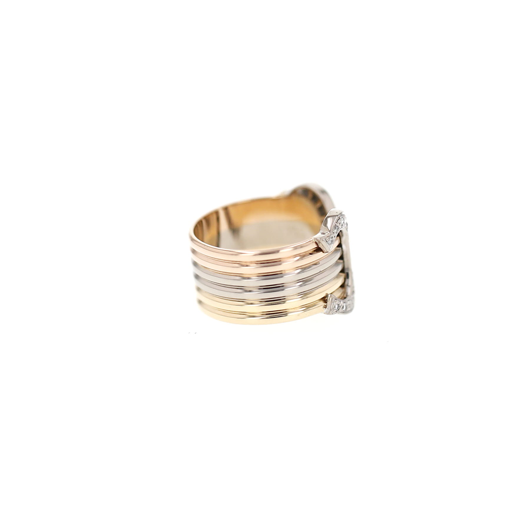 Cartier C de Cartier large model ring in 3 golds and diamonds