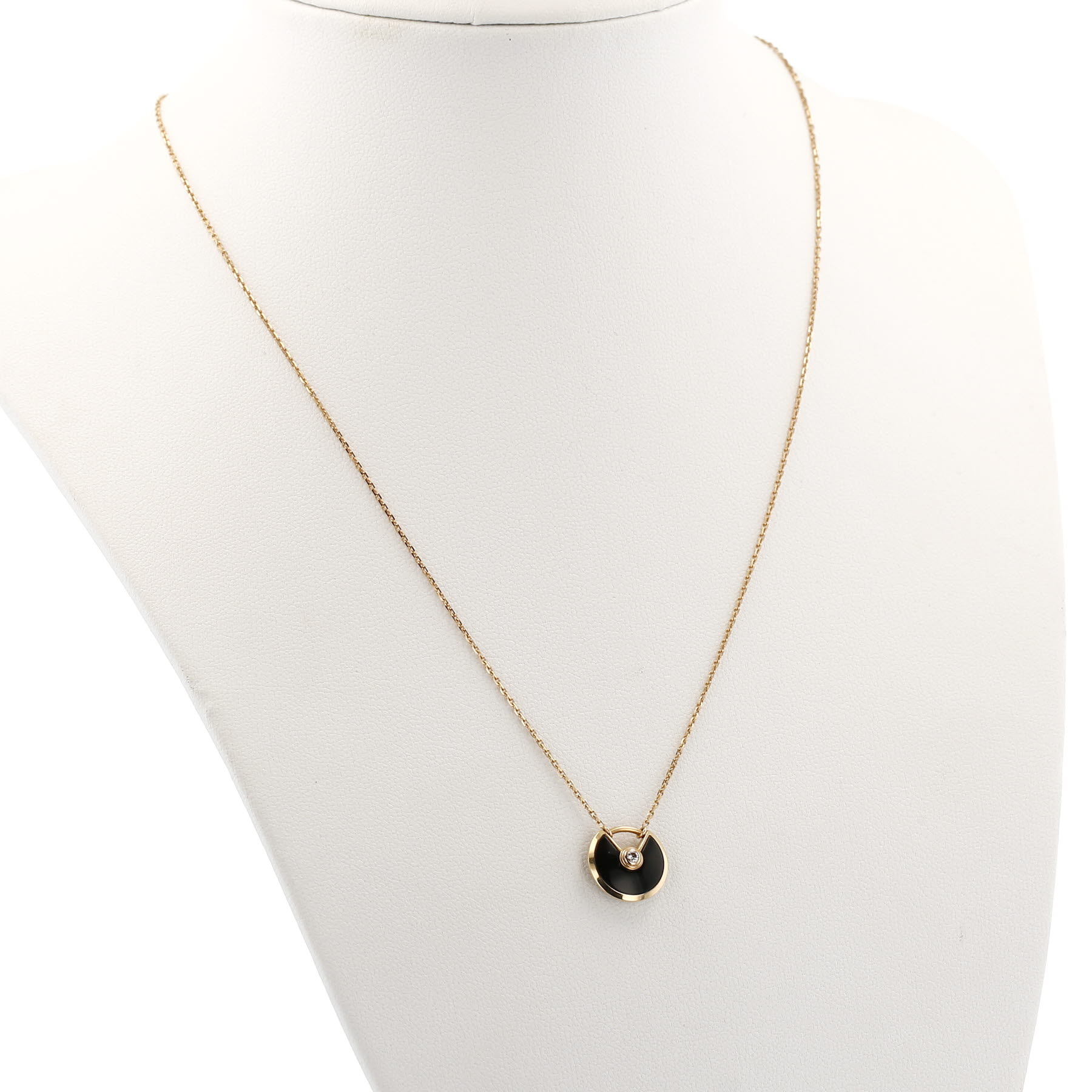 Cartier Amulette size XS necklace in yellow gold, diamond and onyx