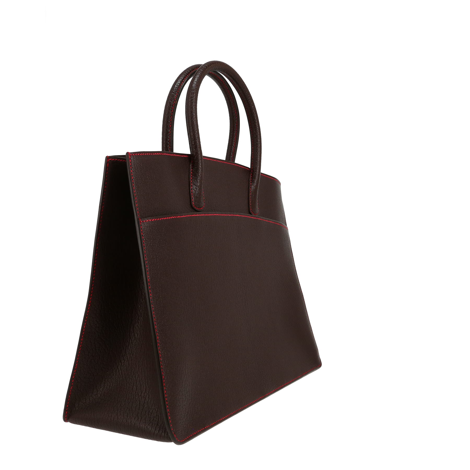 Hermès  White Bus handbag  in brown goat