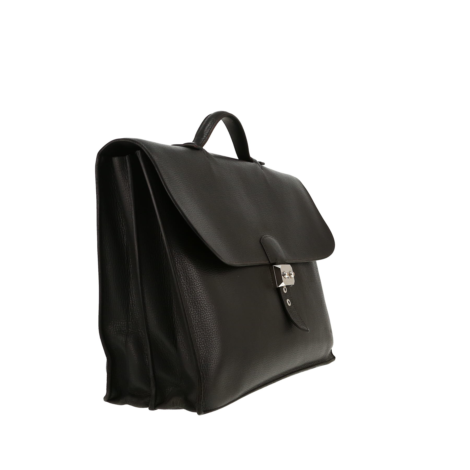 Hermès  Sac à dépêches briefcase  in black grained leather