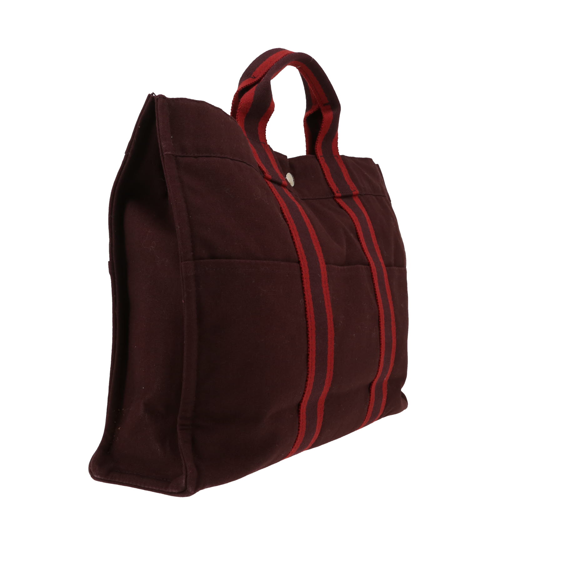 Sac cabas Hermès  Toto Bag - Shop Bag en toile bordeaux et rouge