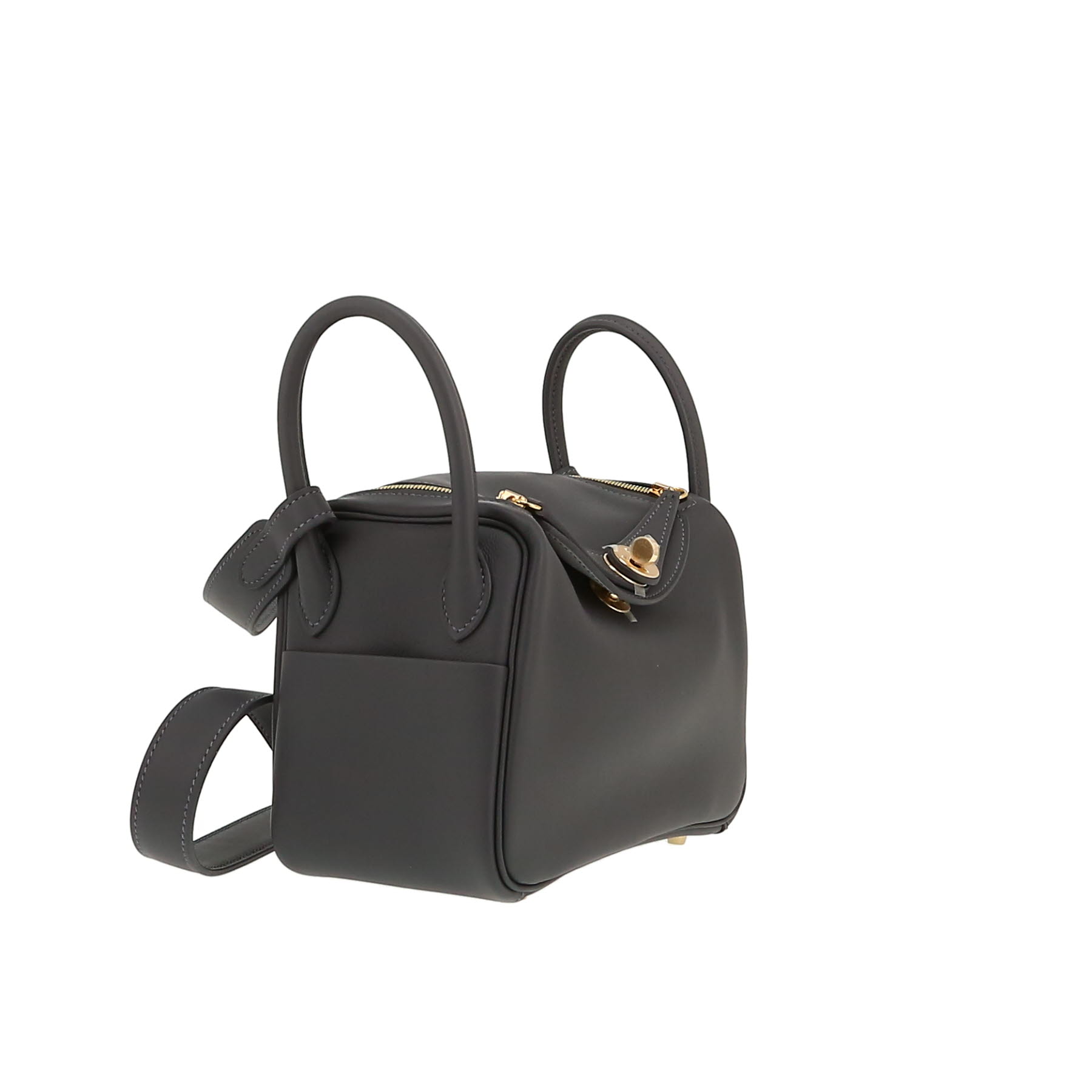 Hermès  Lindy mini  shoulder bag  in grey Ardoise Swift leather