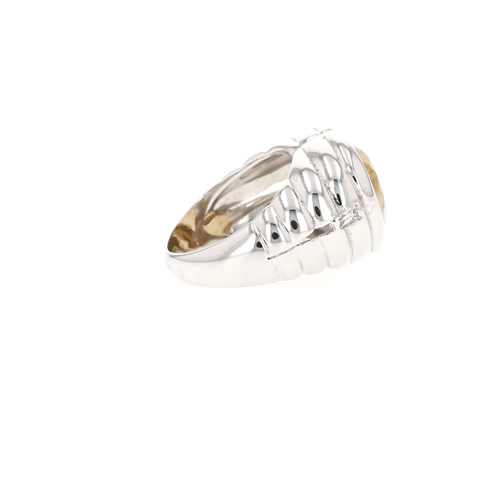 Anello Repossi  in oro bianco, quarzo citrino e diamanti