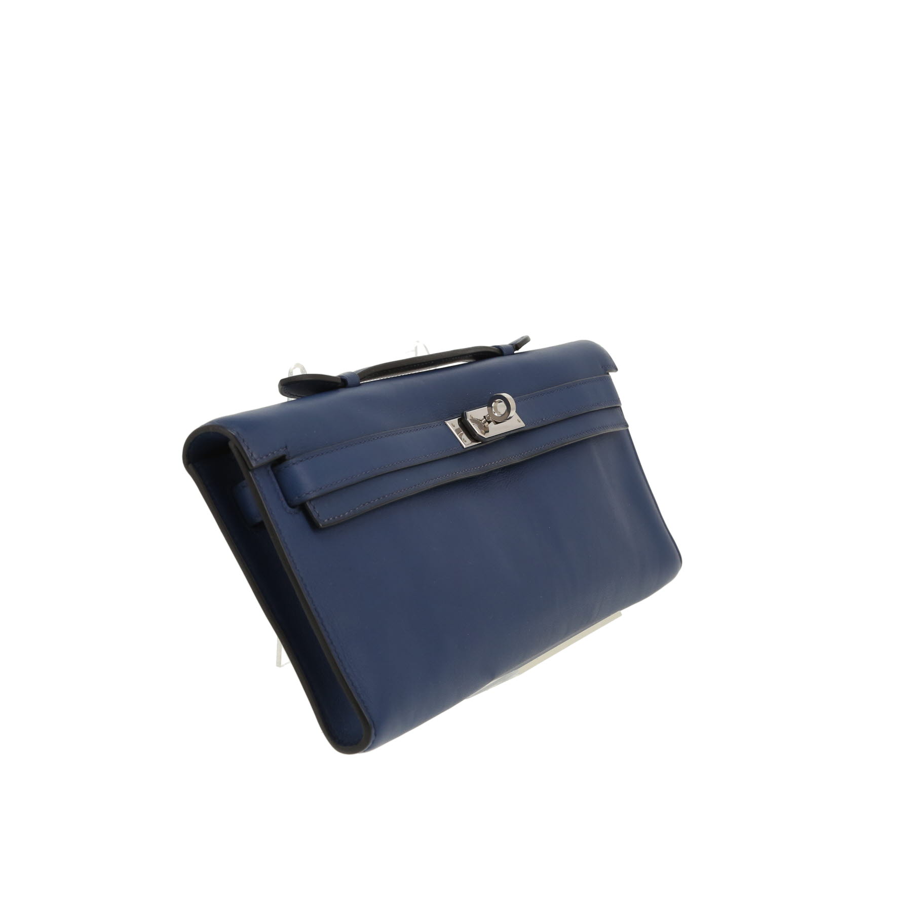 Pochette Hermès  Kelly Cut en cuir epsom bleu