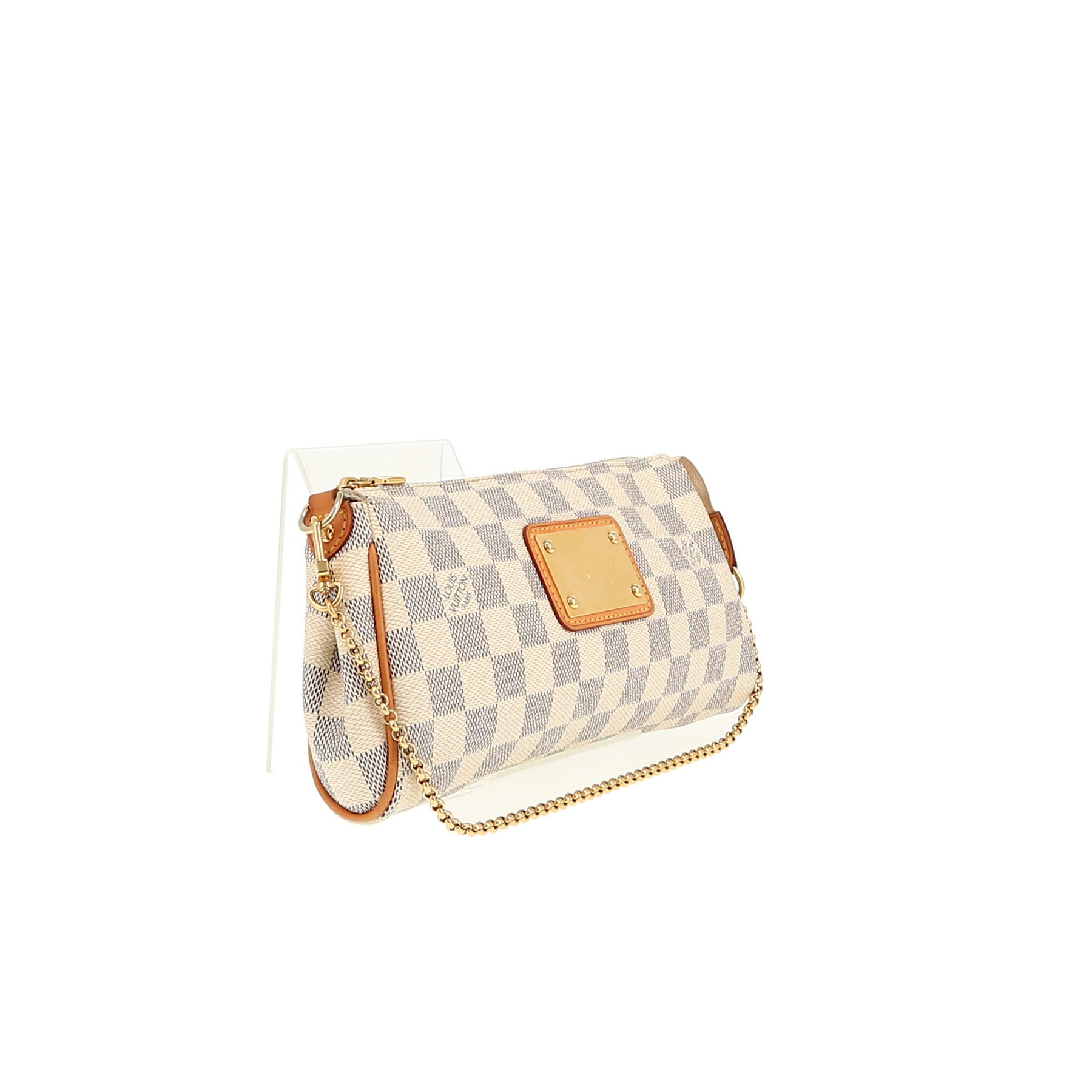 Louis Vuitton  Eva shoulder bag  in azur damier canvas  and natural leather