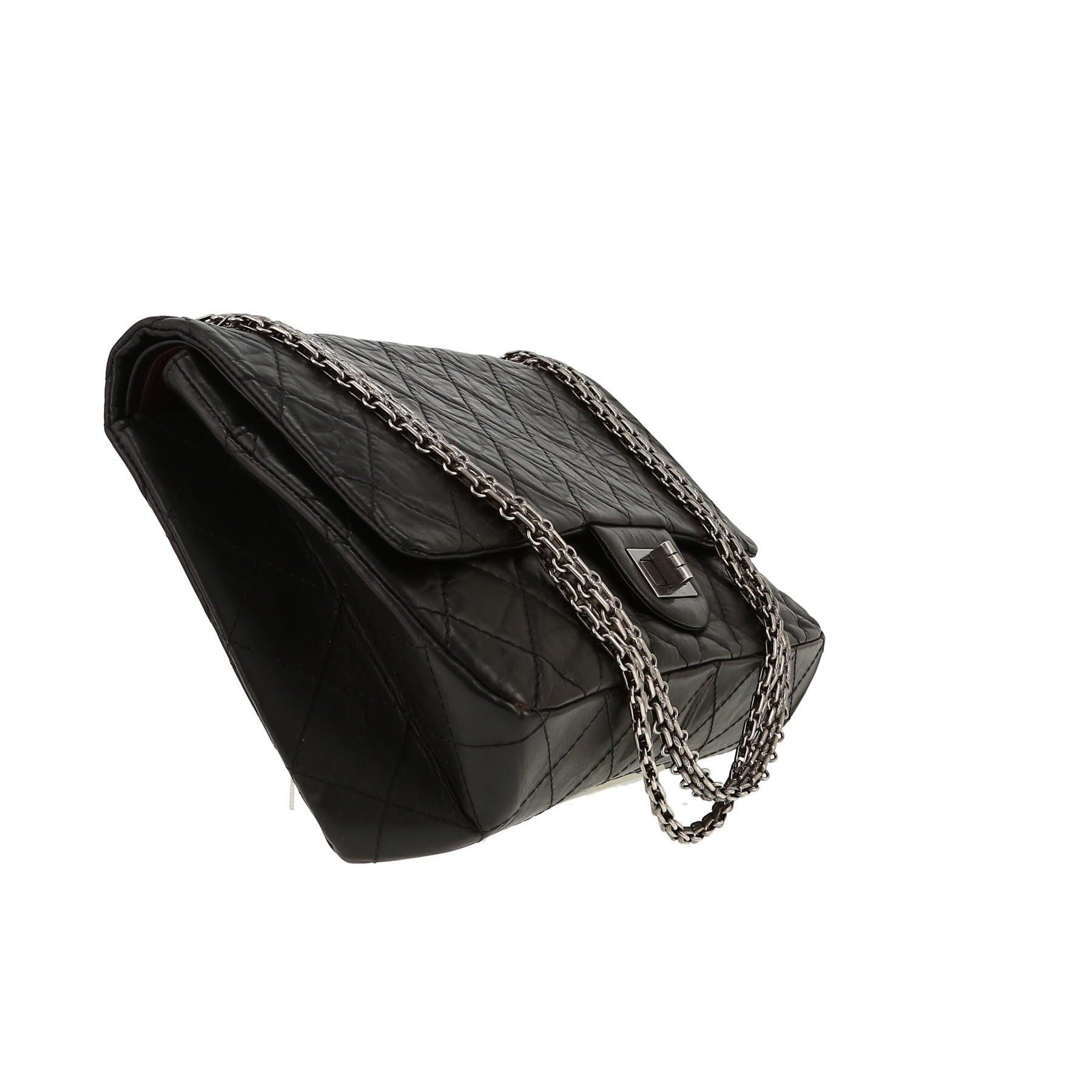 Chanel  2.55 shoulder bag  in black quilted leather