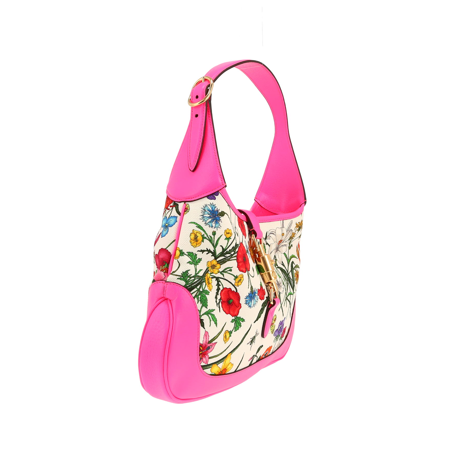 Gucci  Jackie handbag  in beige canvas  and pink leather